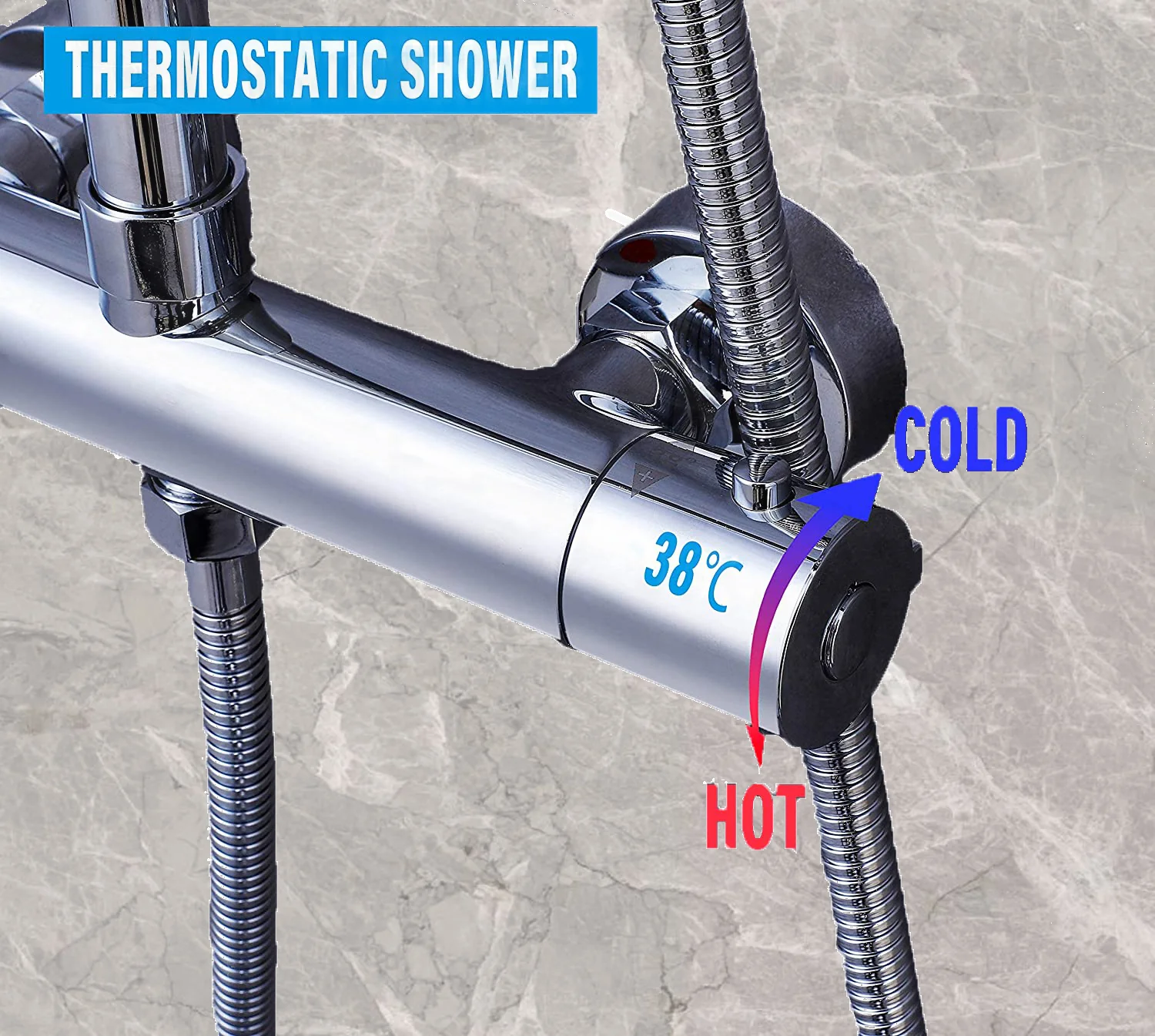 SKY Bathroom Thermostatic Shower Mixer Twin-head Value Shower Set - Image 5