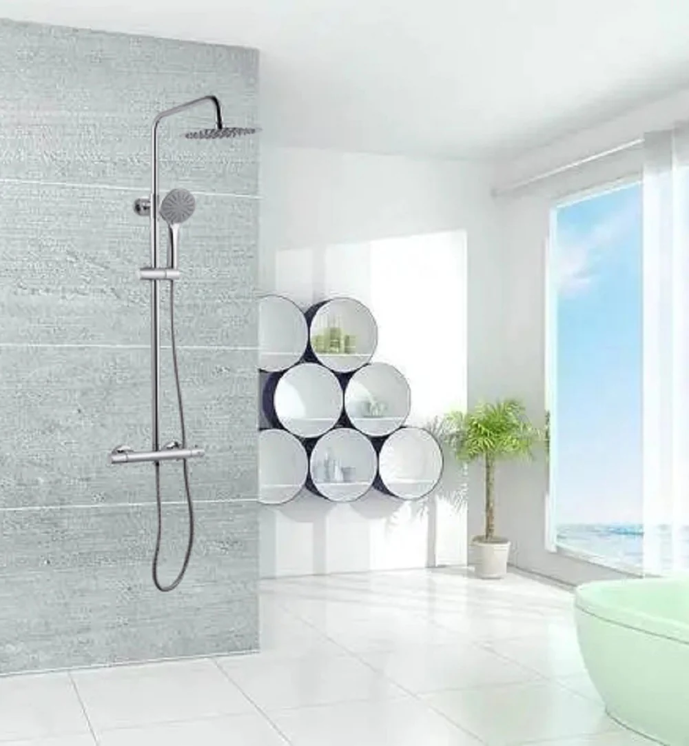 SKY Bathroom Thermostatic Shower Mixer Twin-head Value Shower Set - Image 7