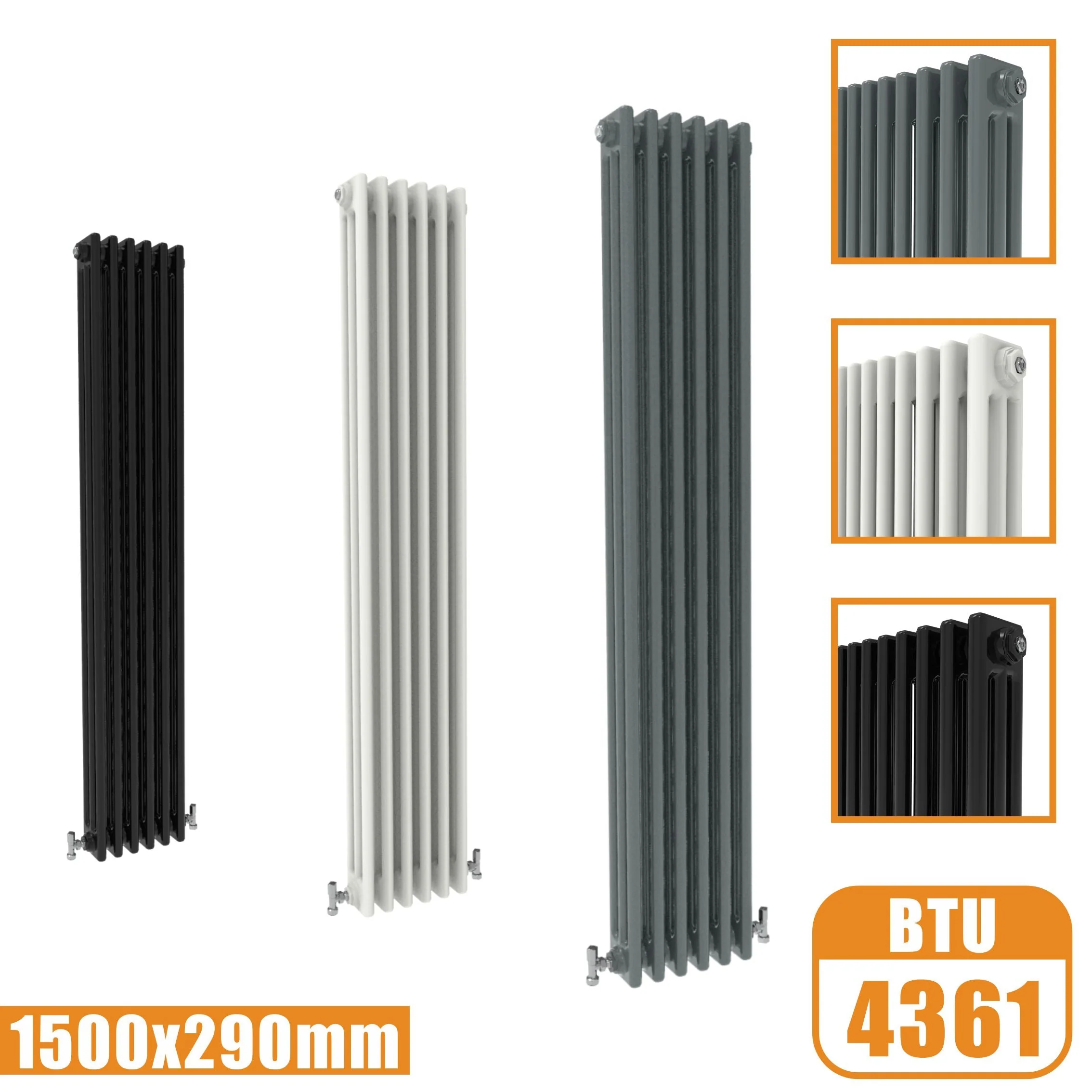 Sky bathroom Traditional 2&3 Column Cast Iron Style Vertical Tall Central Radiator Heating - Image 12