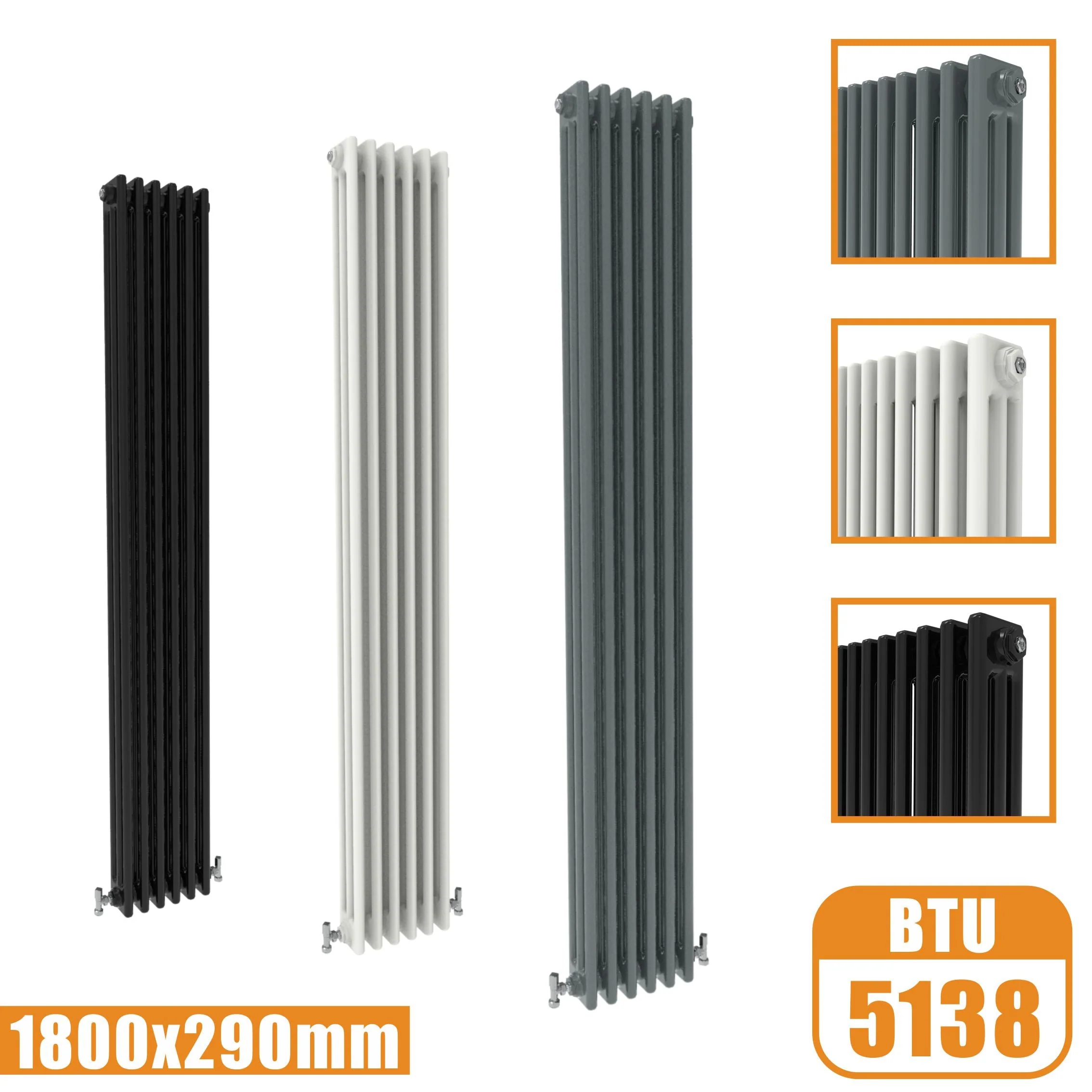 Sky bathroom Traditional 2&3 Column Cast Iron Style Vertical Tall Central Radiator Heating - Image 22