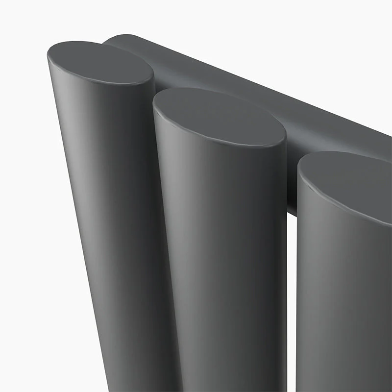 Sky Bathroom White/Anthracite/Black Oval Column Tall Vertical Central Heating Radiator - Image 3