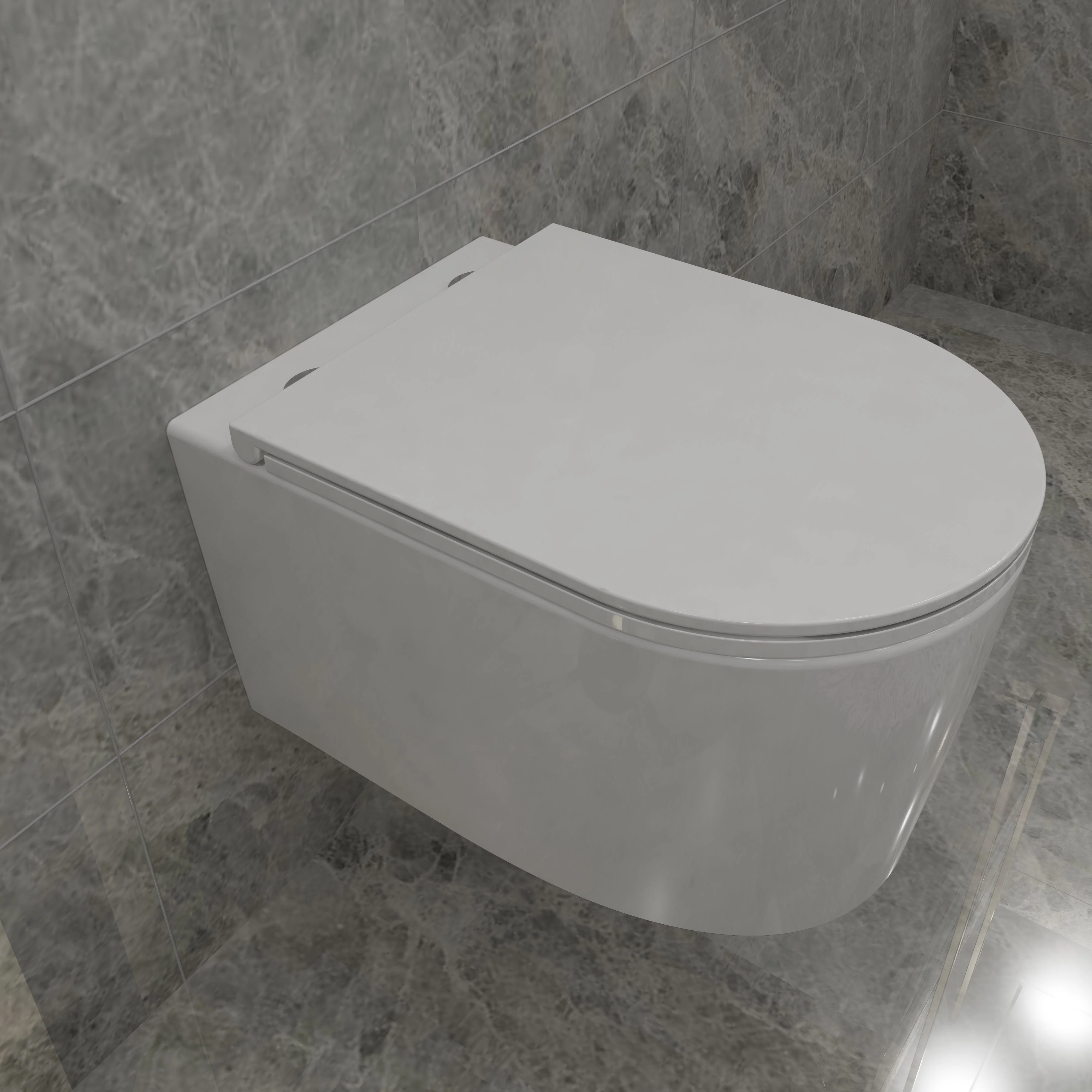 SKY BATHROOM Modern Rimless Wall Hung Toilet WC Pan + UF Soft Close Seat - Image 3