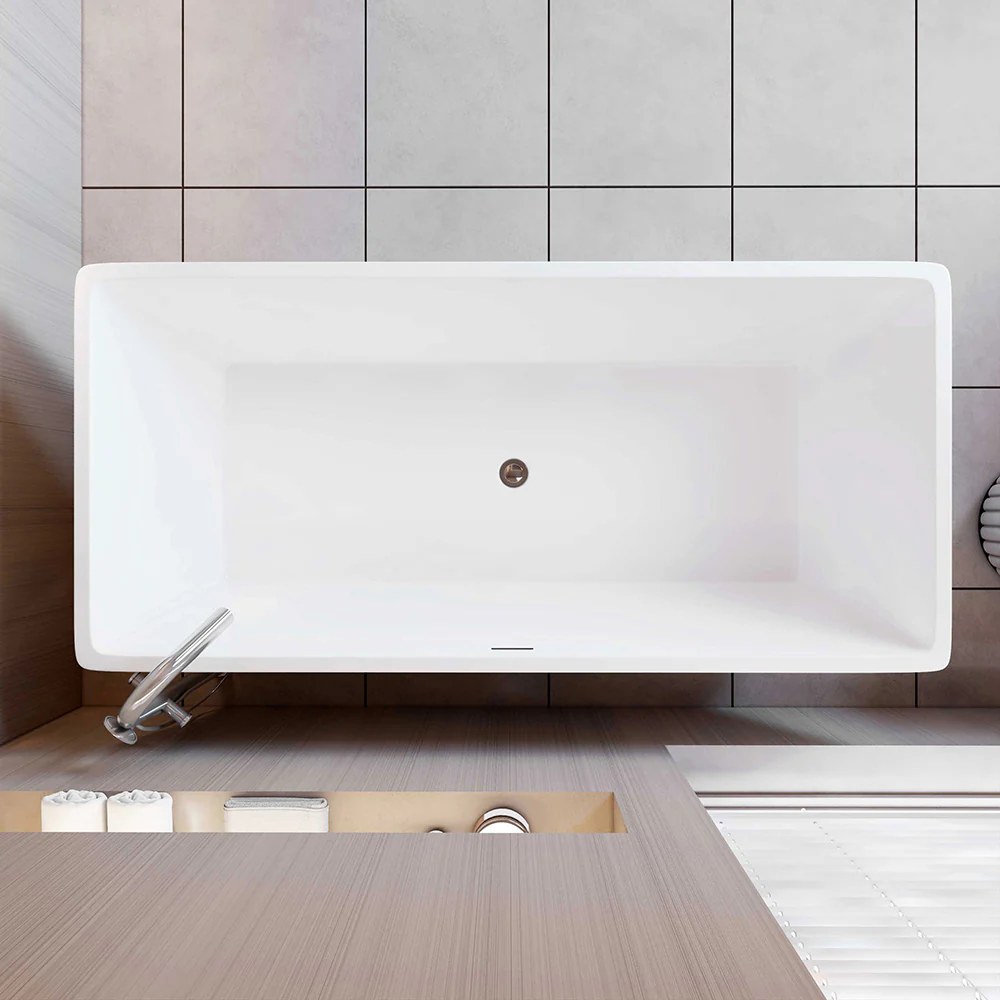 1700x800mm Bath Shower Bathtub Freestanding Double Ended Bath Integral Waste & Overflow - Image 5