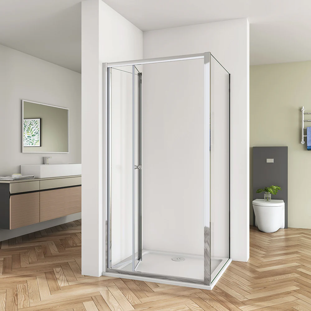 SKY Bathroom Glass Bi Fold Shower Door + Screen Panel - Image 3