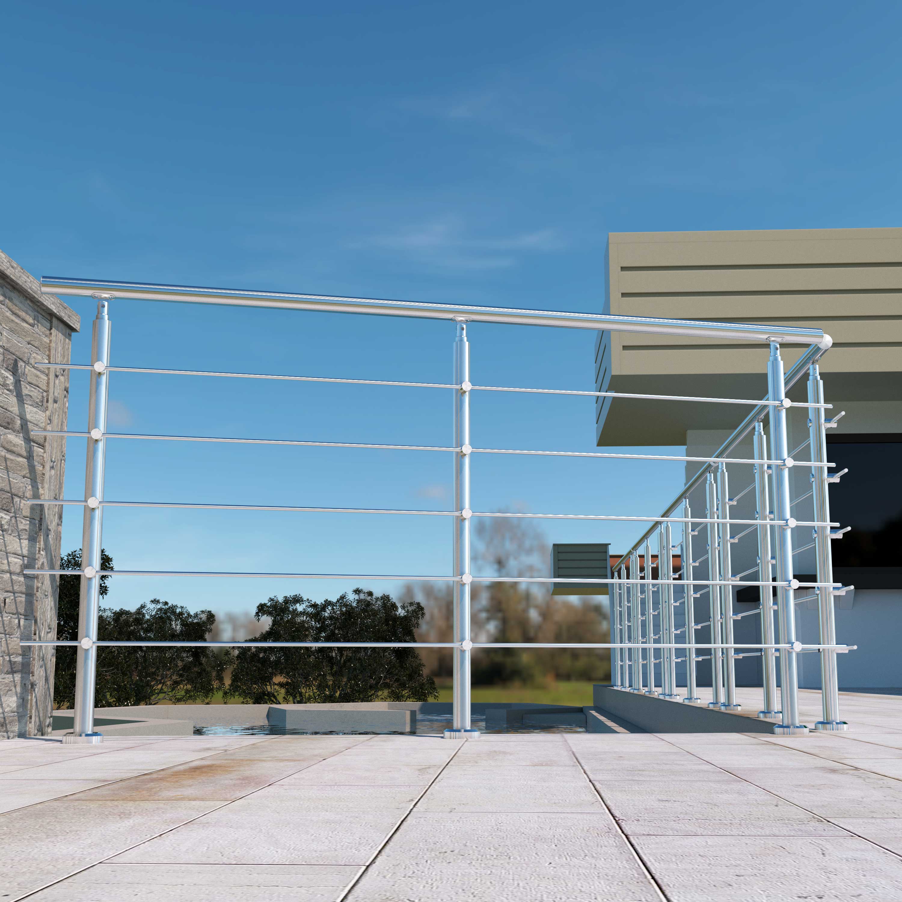SKY 5 crossbars Balustrade Stairs Stainless Steel handrail - Image 3