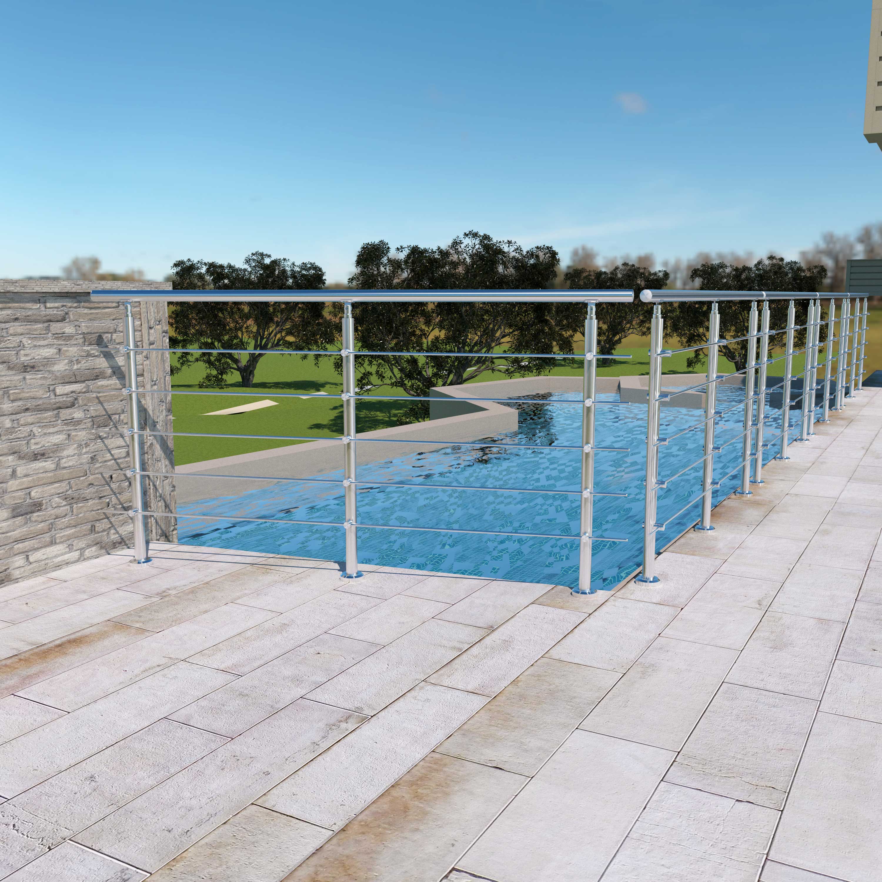 SKY 5 crossbars Balustrade Stairs Stainless Steel handrail - Image 4