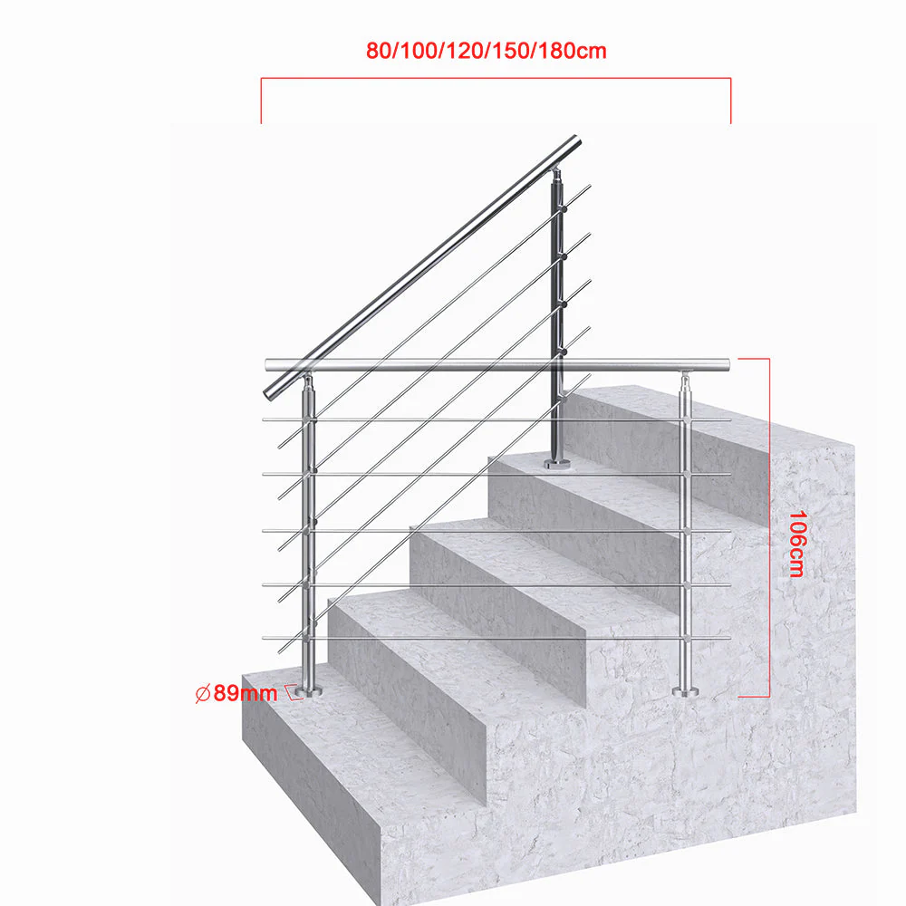 SKY 5 crossbars Balustrade Stairs Stainless Steel handrail - Image 9