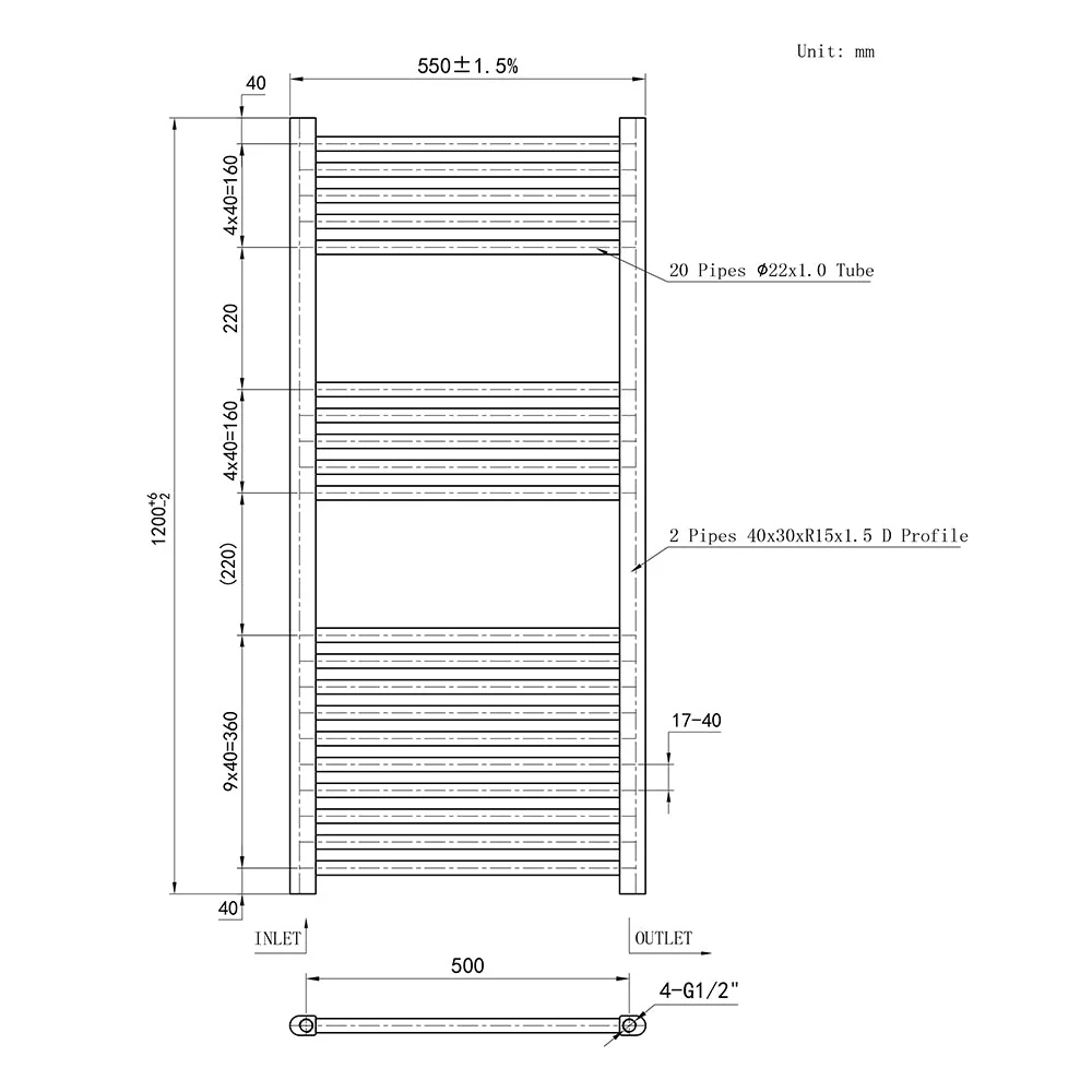 SKY Bathroom Heating Towel Rail Straight Anthracite Ladder Warmer Radiator - Image 10