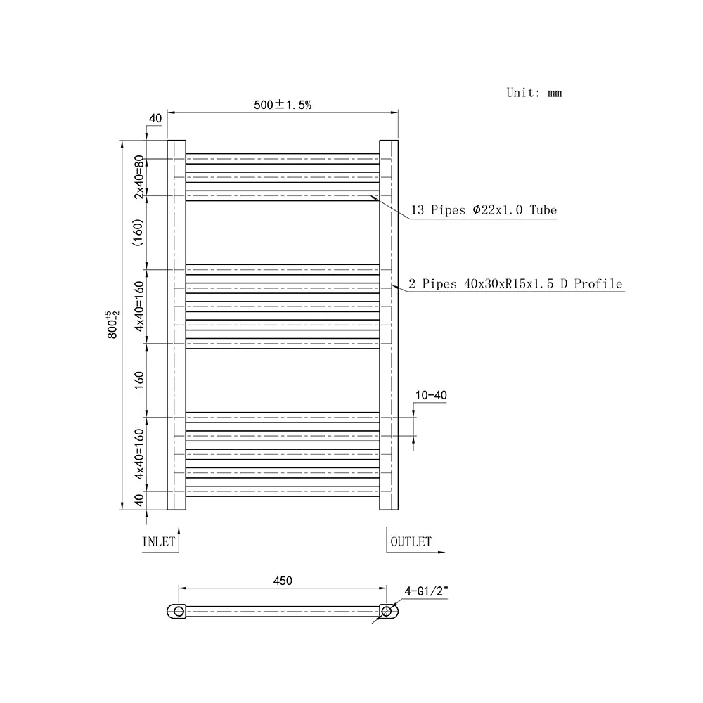 SKY Bathroom Heating Towel Rail Straight Anthracite Ladder Warmer Radiator - Image 5