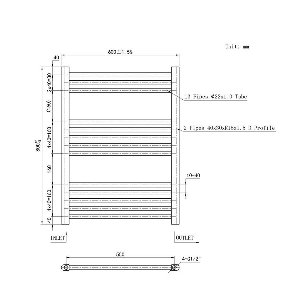SKY Bathroom Heating Towel Rail Straight Anthracite Ladder Warmer Radiator - Image 7