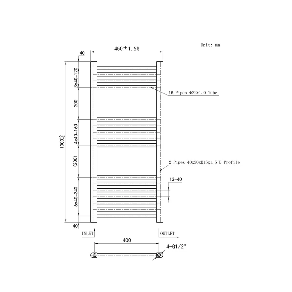 SKY Bathroom Heating Towel Rail Straight Anthracite Ladder Warmer Radiator - Image 8