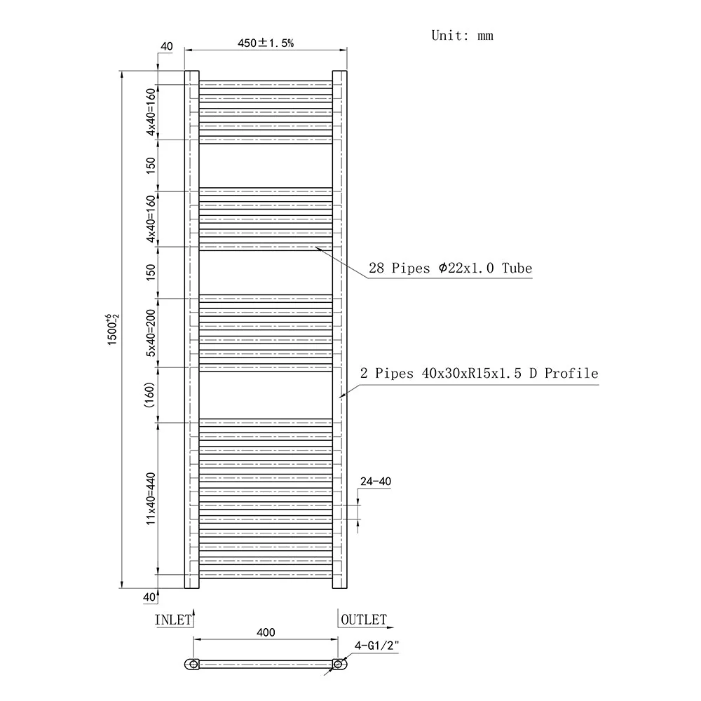 SKY Bathroom Heating Towel Rail Straight Anthracite Ladder Warmer Radiator - Image 9