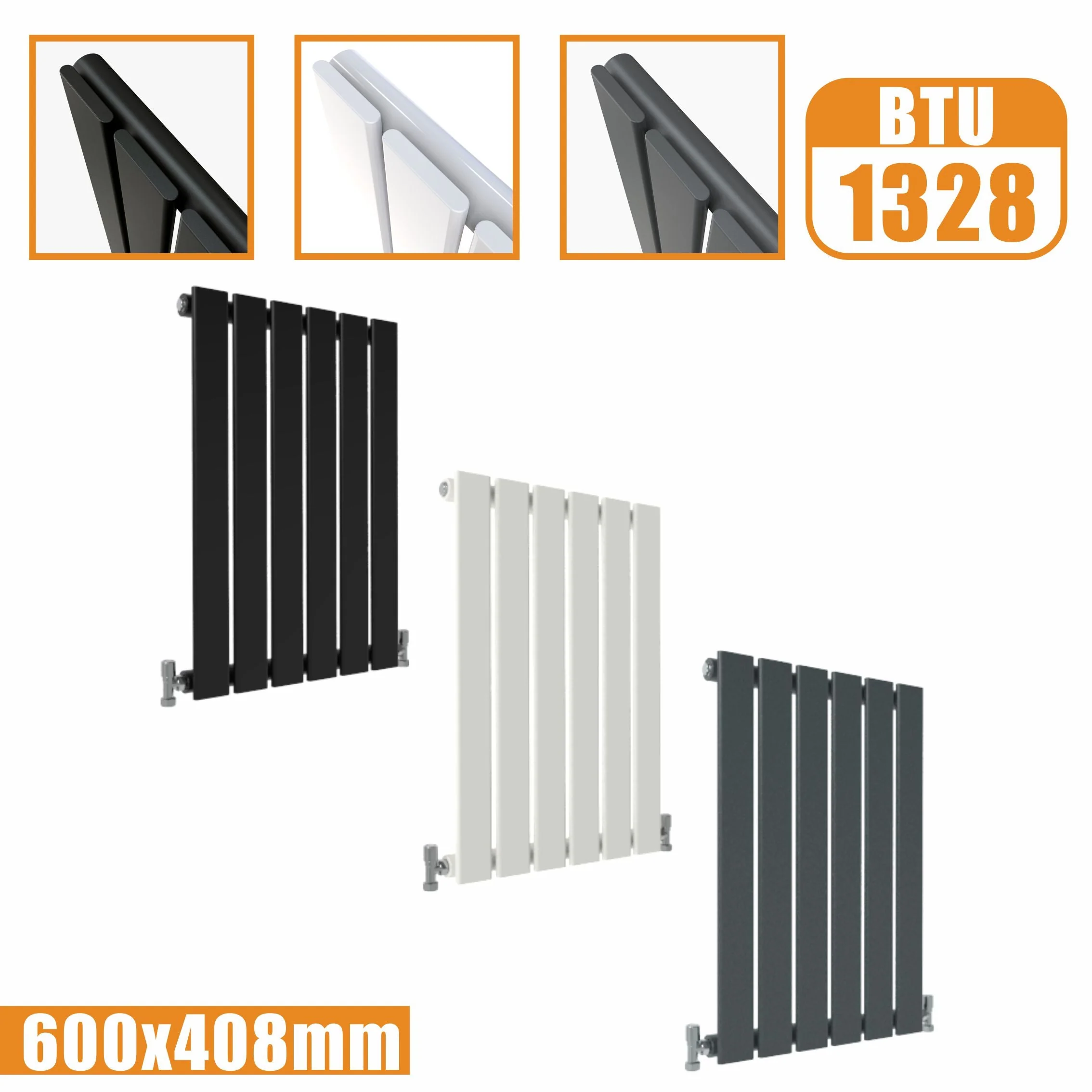 SKY Bath Black & White & Anthracite Horizontal Designer Radiator - Image 10