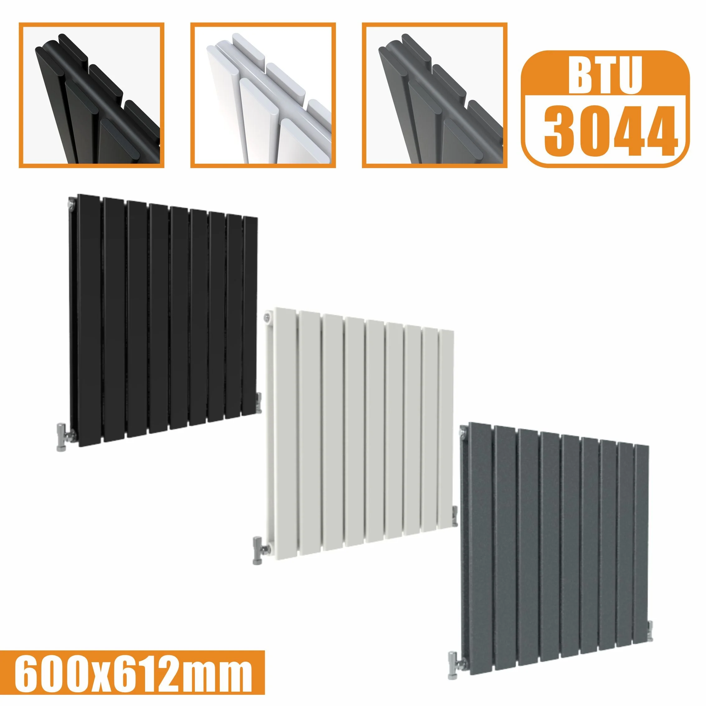 SKY Bath Black & White & Anthracite Horizontal Designer Radiator - Image 11
