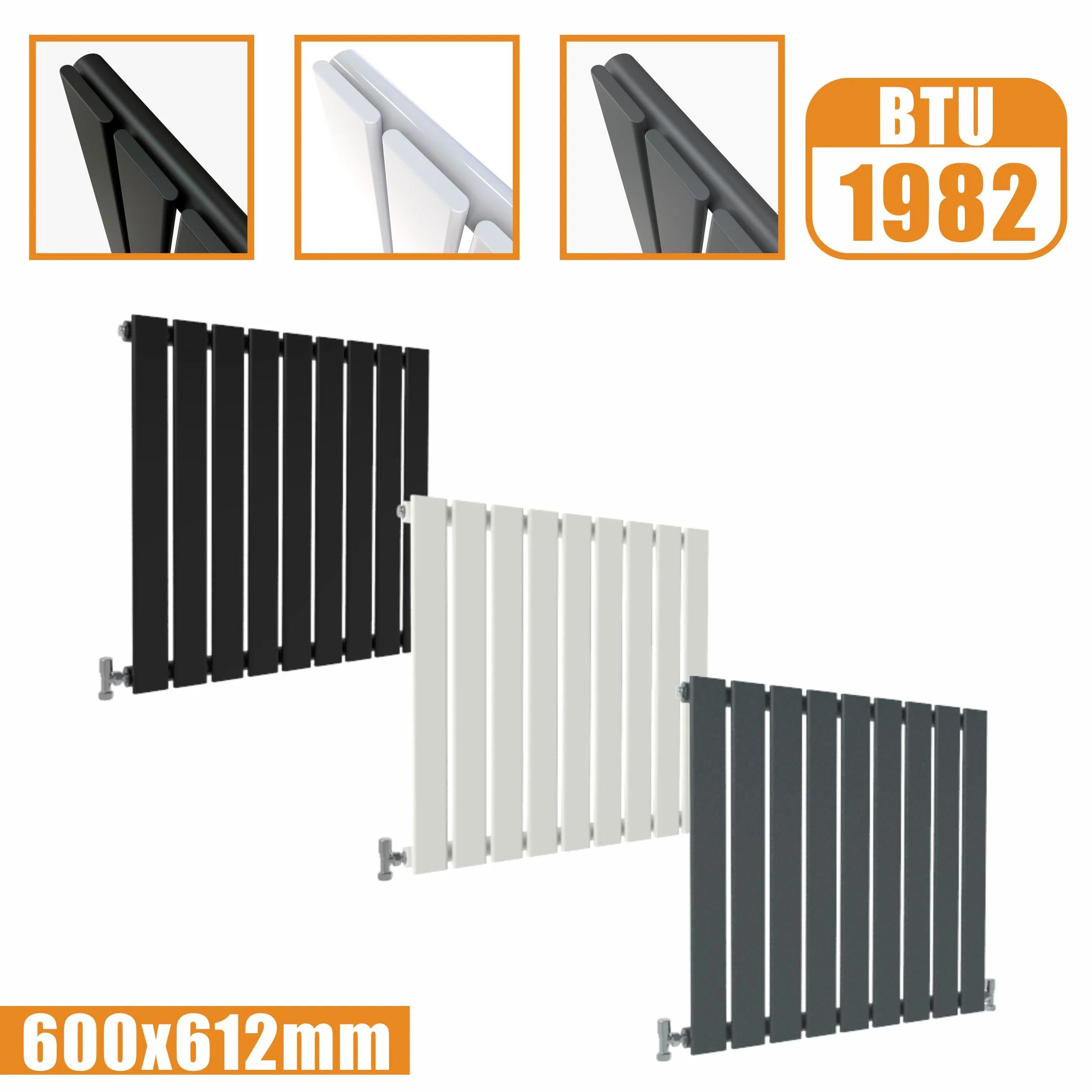 SKY Bath Black & White & Anthracite Horizontal Designer Radiator - Image 12