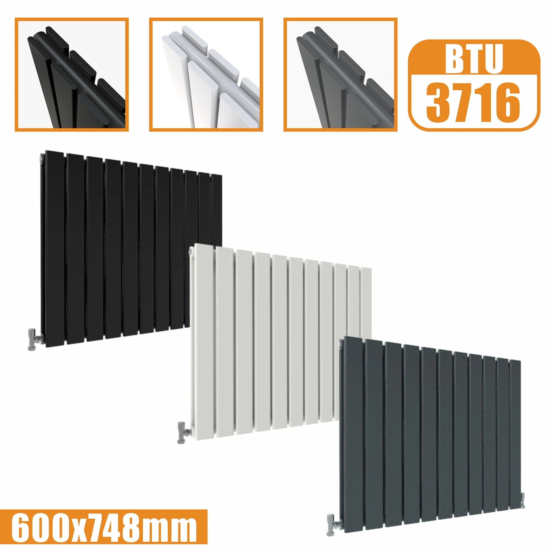 SKY Bath Black & White & Anthracite Horizontal Designer Radiator - Image 13