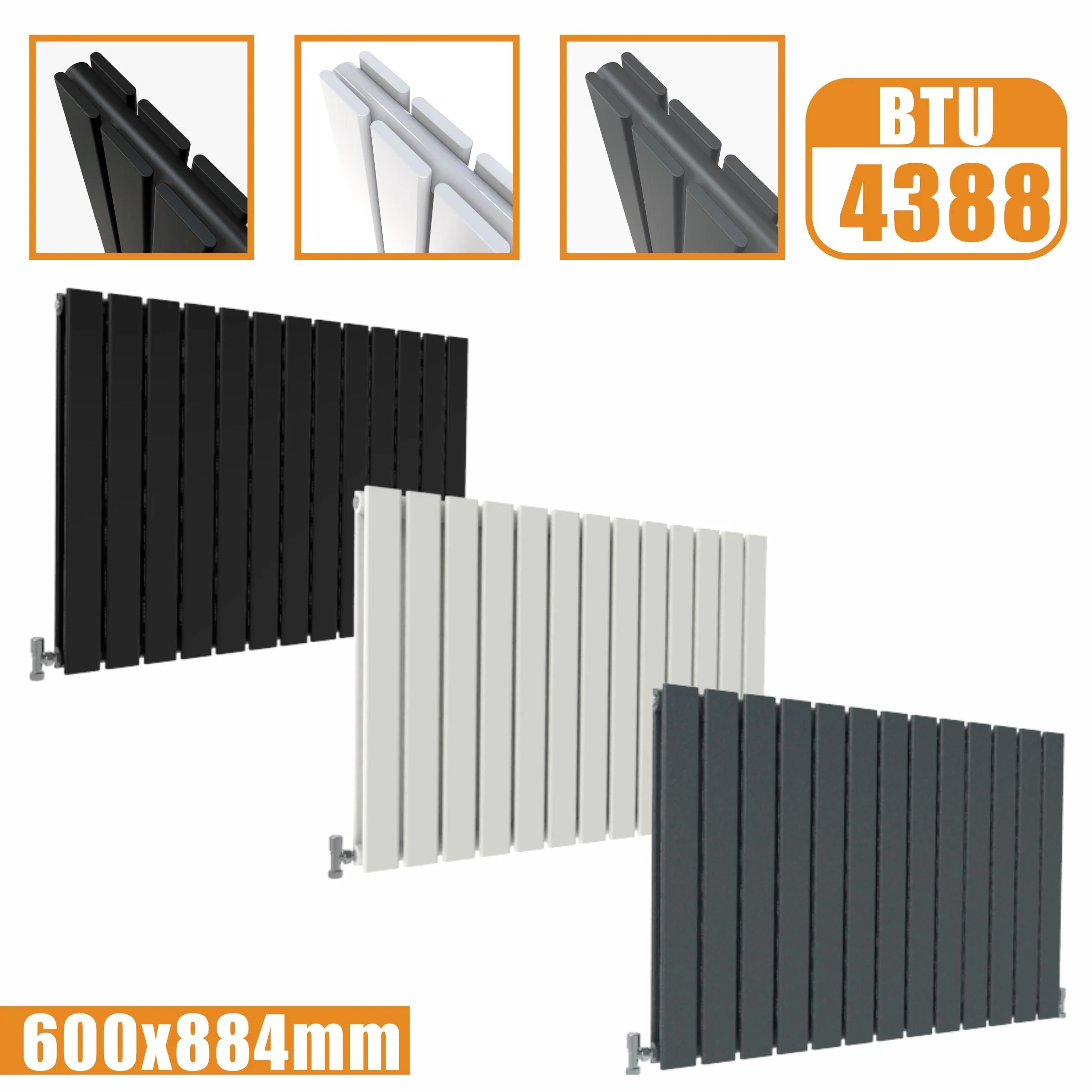 SKY Bath Black & White & Anthracite Horizontal Designer Radiator - Image 15
