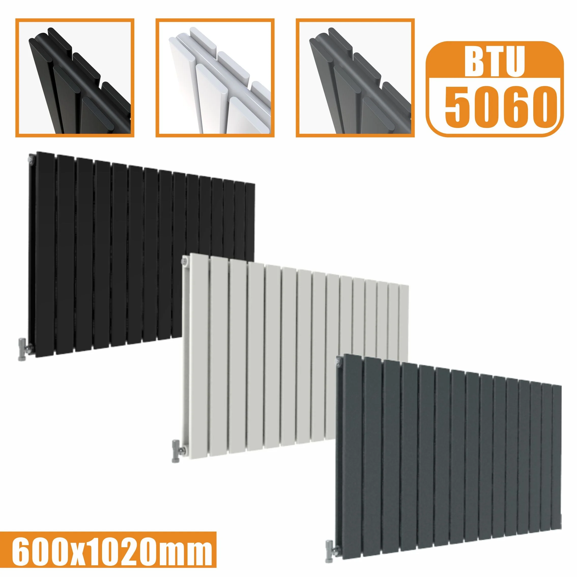 SKY Bath Black & White & Anthracite Horizontal Designer Radiator - Image 17