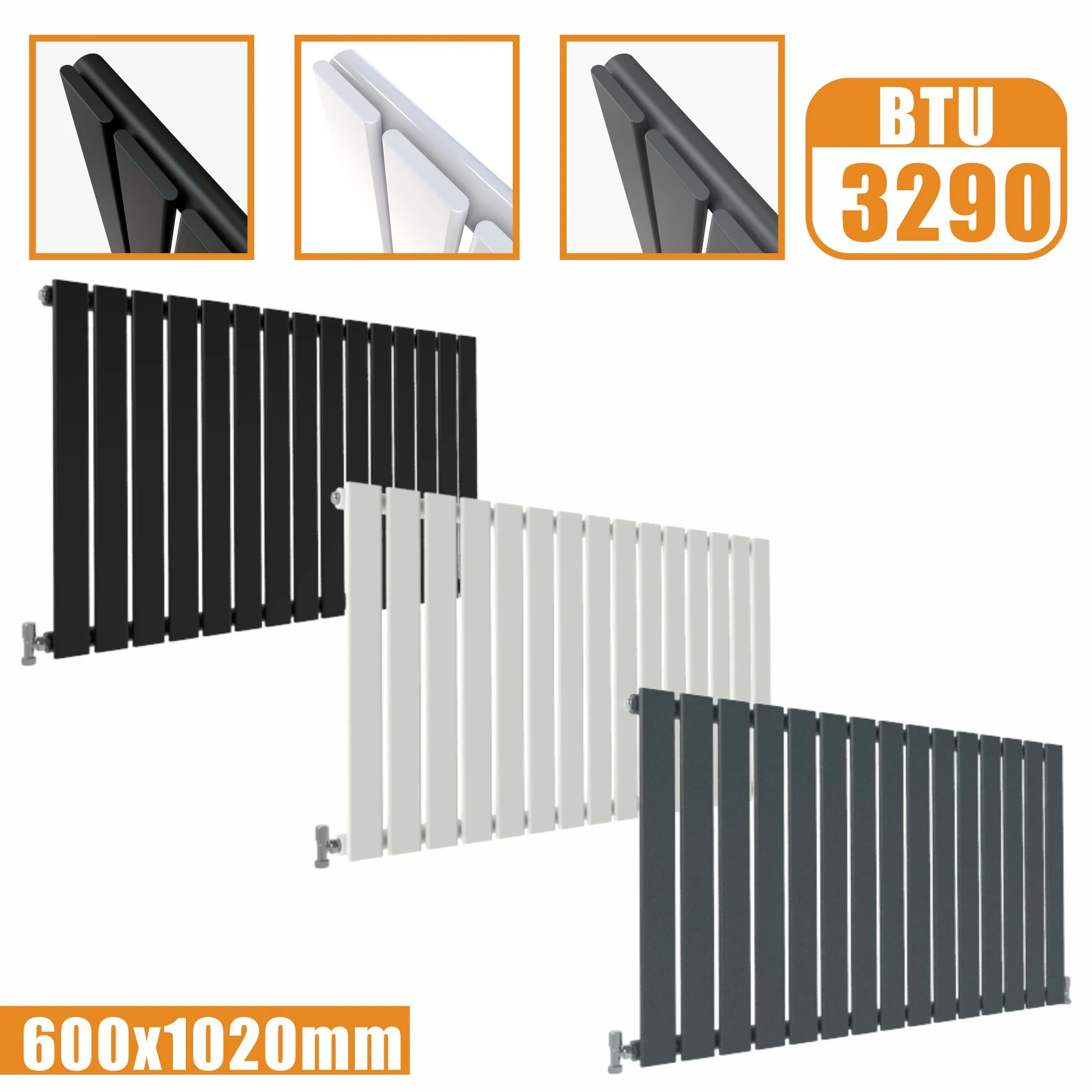 SKY Bath Black & White & Anthracite Horizontal Designer Radiator - Image 18