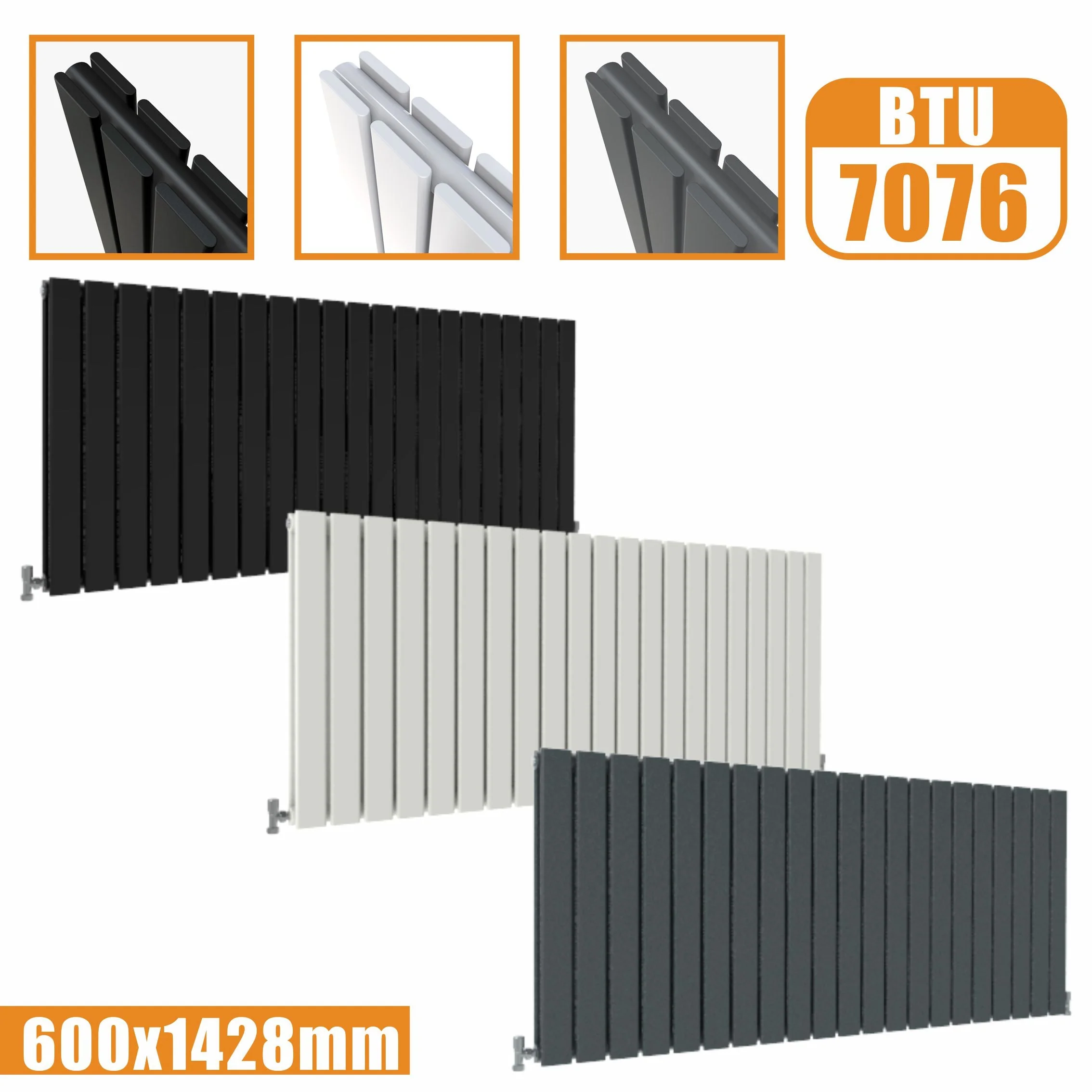 SKY Bath Black & White & Anthracite Horizontal Designer Radiator - Image 21