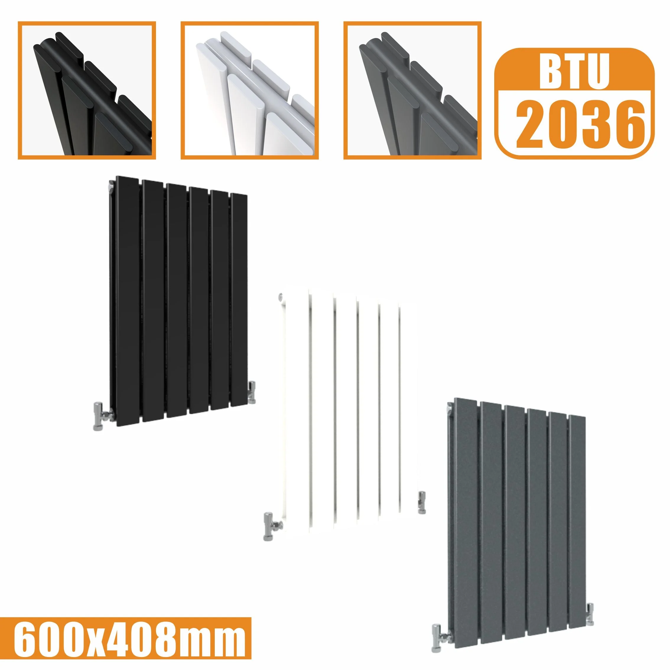 SKY Bath Black & White & Anthracite Horizontal Designer Radiator - Image 9