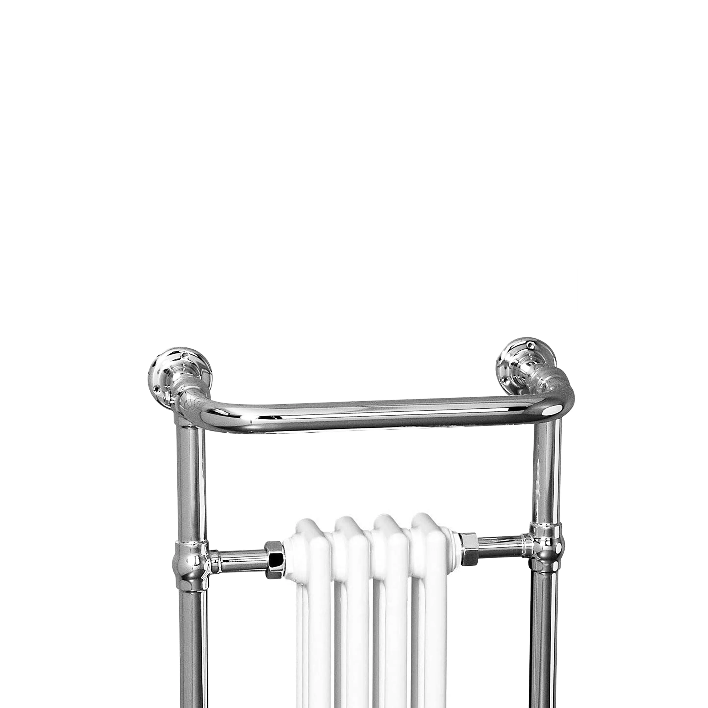 Horizontal Victorian White Vintage Heated Cast Iron Columns Towel Rail Bathroom Radiator - Image 4