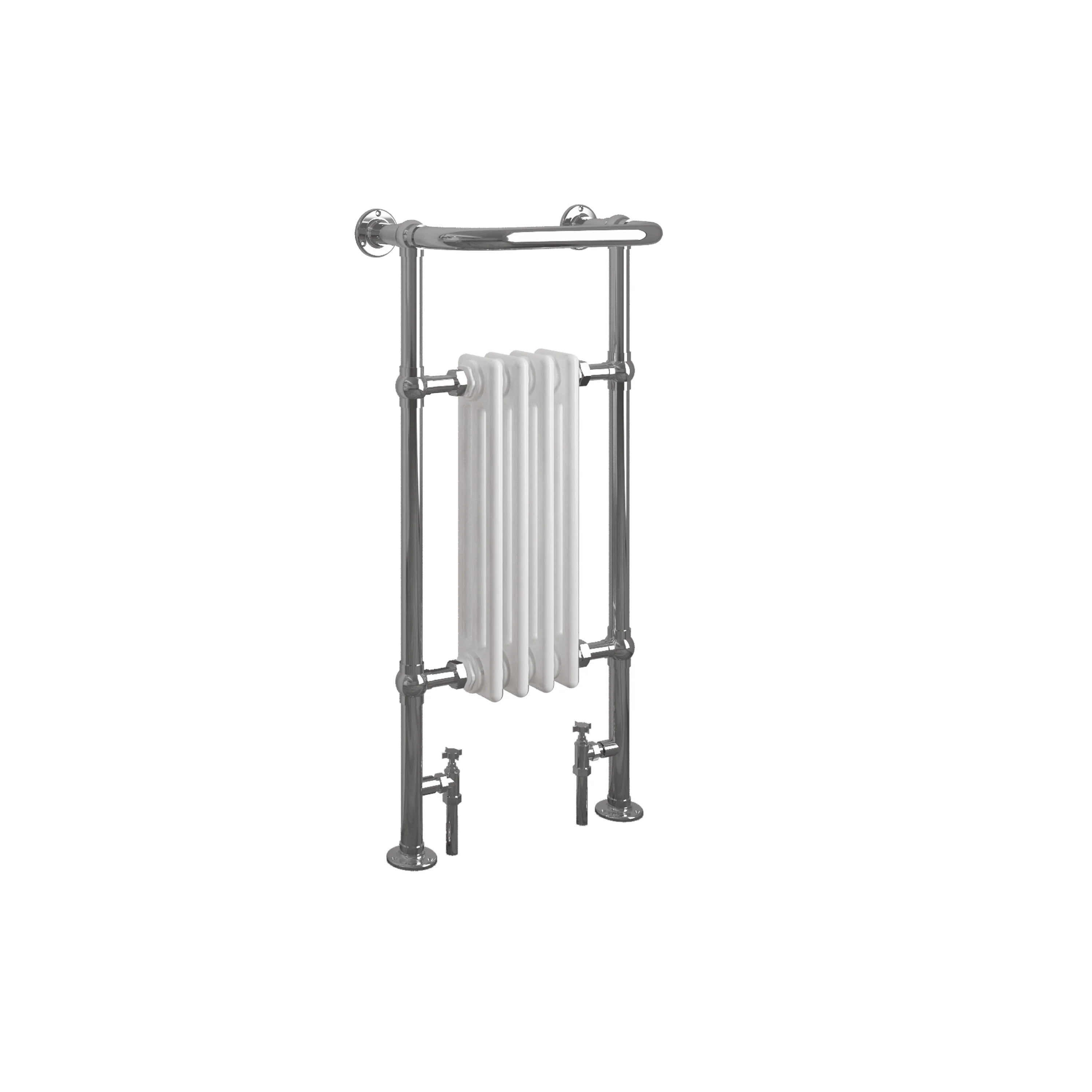 Horizontal Victorian White Vintage Heated Cast Iron Columns Towel Rail Bathroom Radiator - Image 8