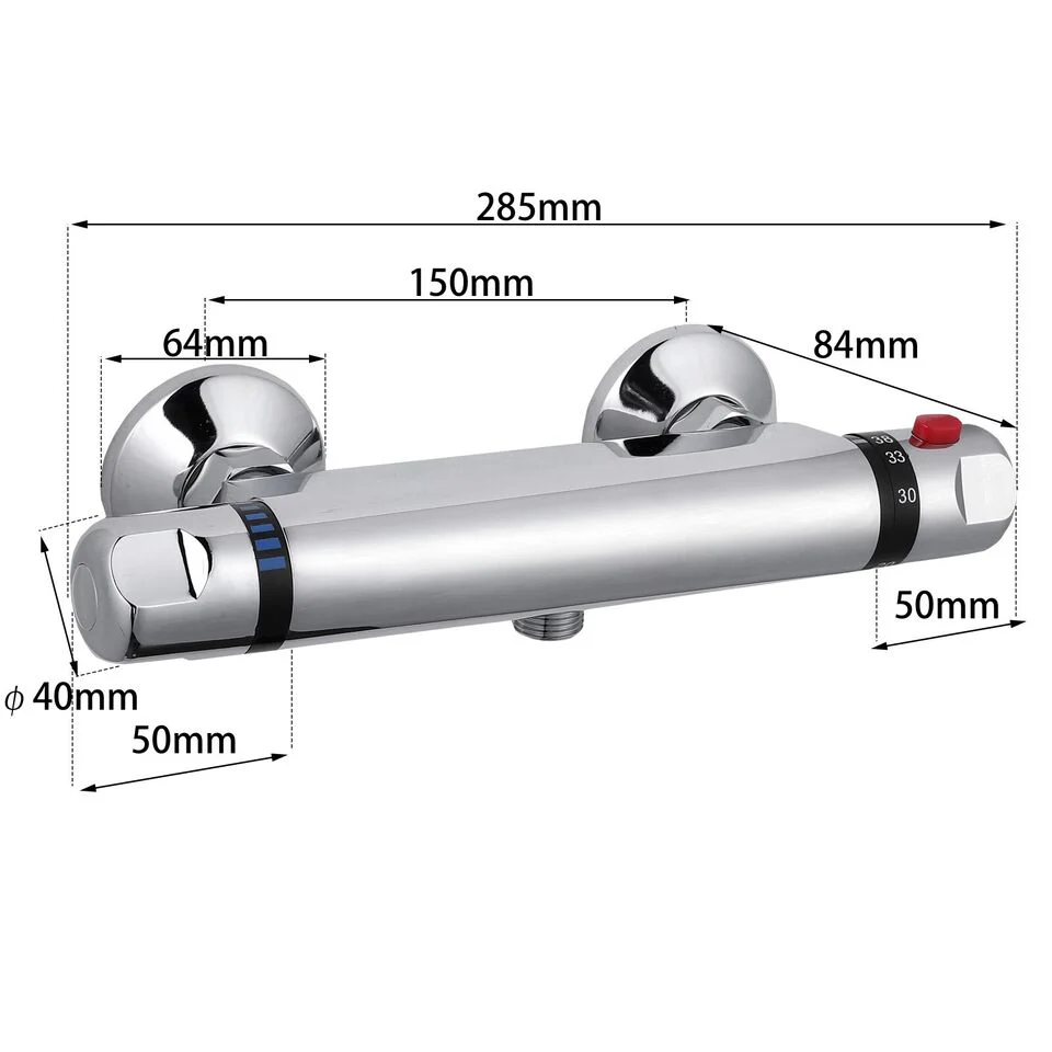 SKY NEW Thermostatic Shower Mixer Chrome Round Bar Valve - Image 4