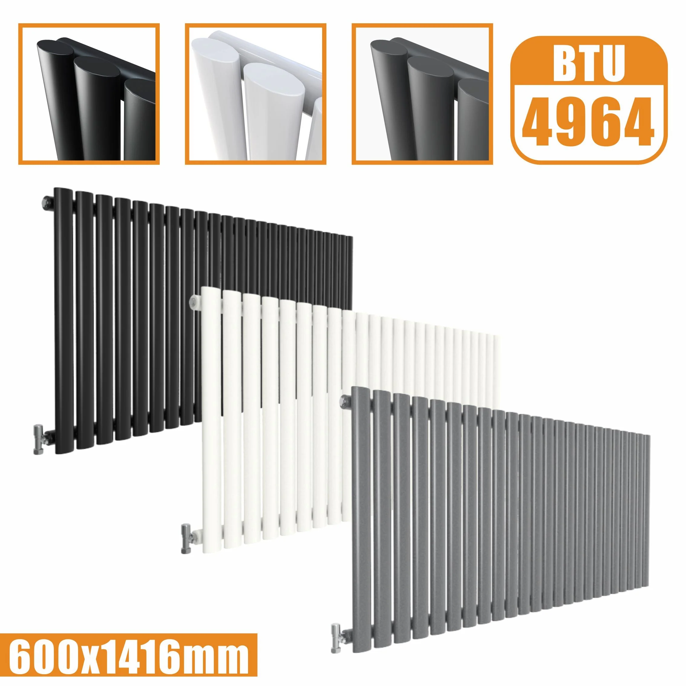SKY UK Horizontal Oval Column Anthracite & White Designer Central Heating Radiator - Image 21