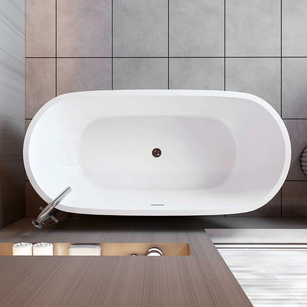 1700x800mm Bathroom Freestanding Double Ended Bath Shower Bathtub - Image 5