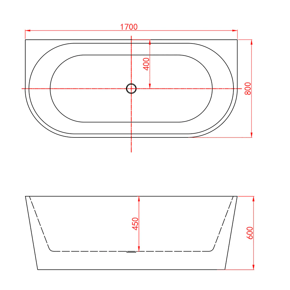 SKY Bathroom 1700x800mm Freestanding Double Ended Bath Shower Bathtub - Image 4