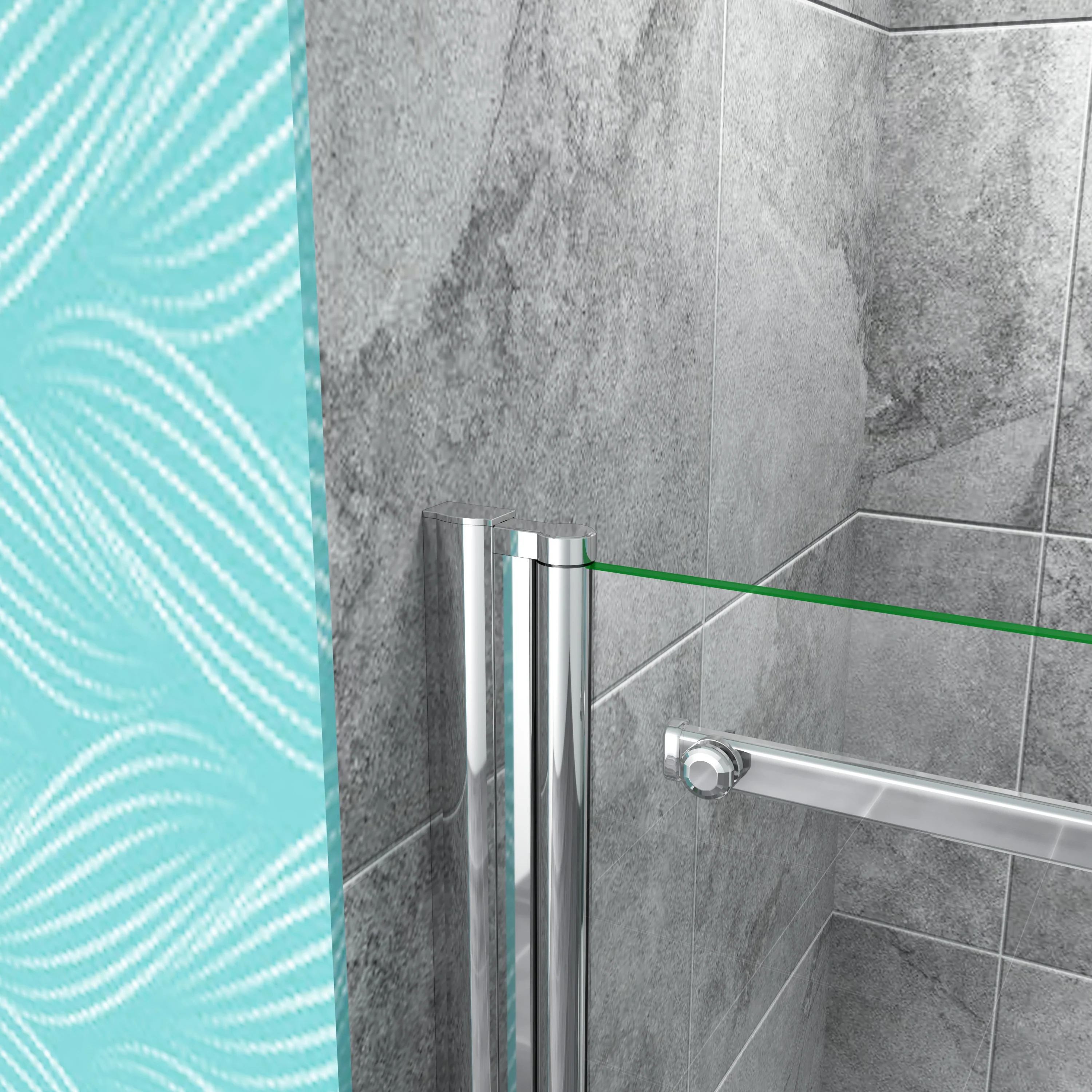 Sliding Bath Screen Fixed Pivot Shower Doors Double Panels - Image 4