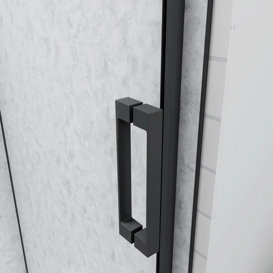 SKY bathroom Single Sliding Shower Black Door 8mm NANO Glass Stone tray optional - Image 6