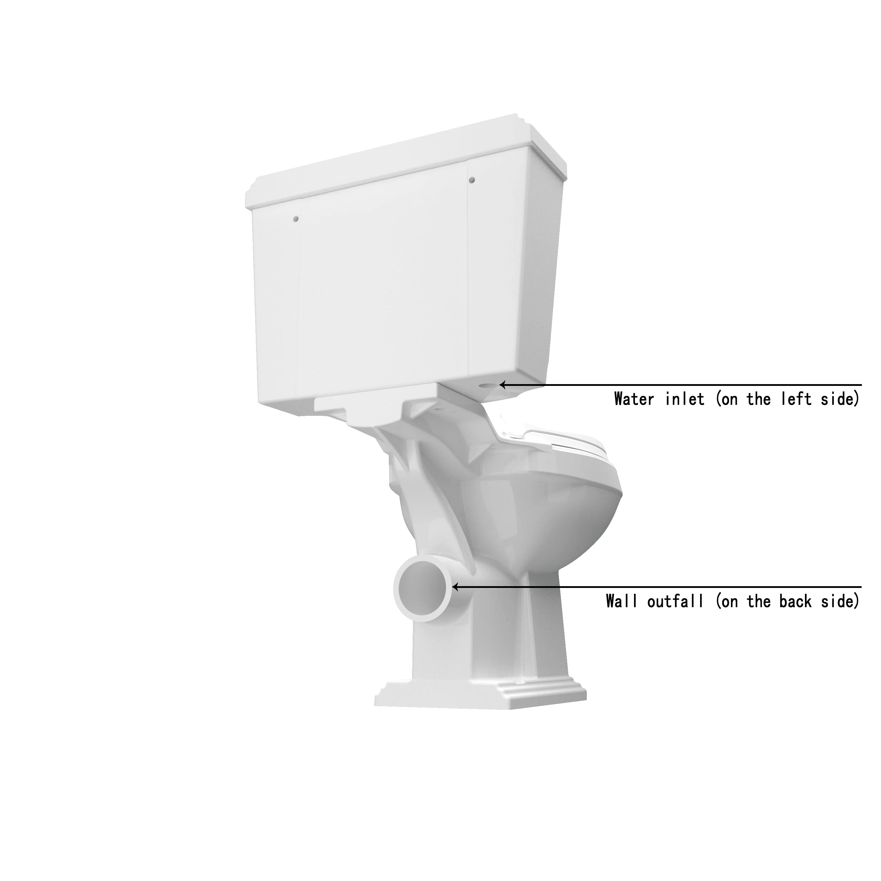 SKY Bathroom Traditional Victoria Style Ceramic Close Coupled Toilet White Dual Flush WC - Image 4