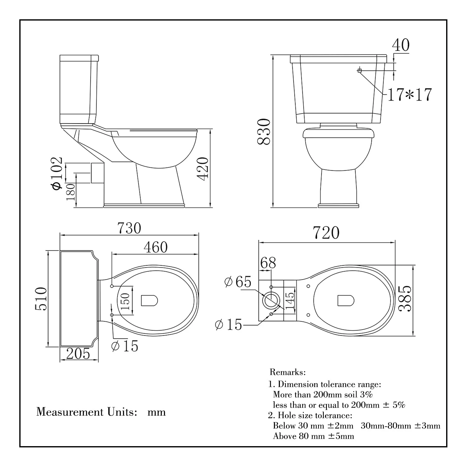 SKY Bathroom Traditional Victoria Style Ceramic Close Coupled Toilet White Dual Flush WC - Image 5