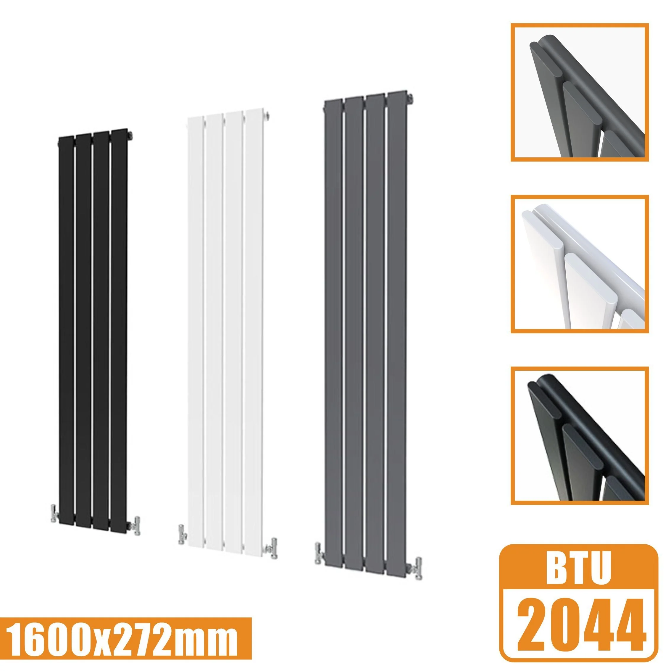 SKY Tall Vertical Flat Panel Black/Anthracite/White Central Heating Radiator - Image 10