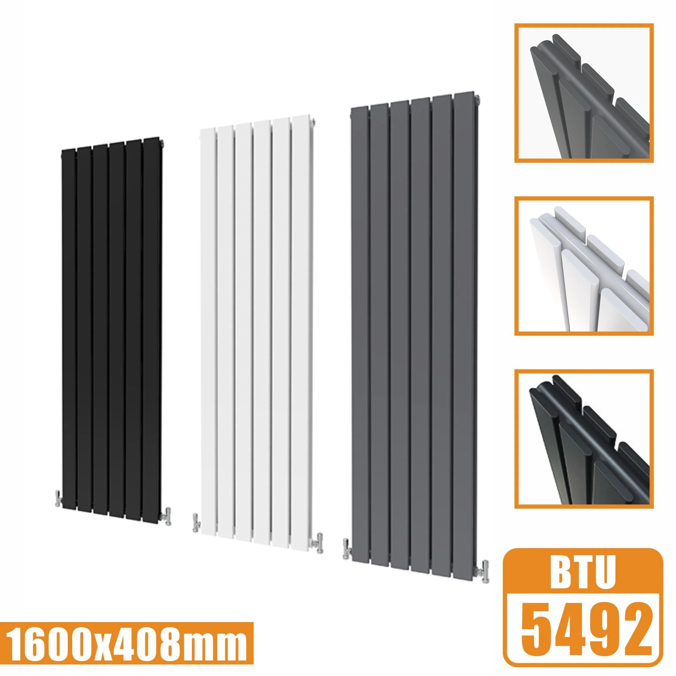 SKY Tall Vertical Flat Panel Black/Anthracite/White Central Heating Radiator - Image 11