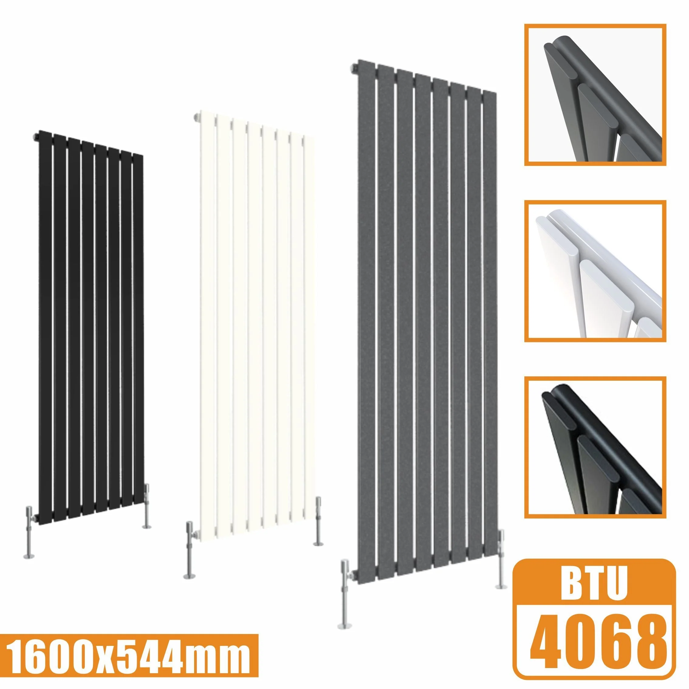 SKY Tall Vertical Flat Panel Black/Anthracite/White Central Heating Radiator - Image 14