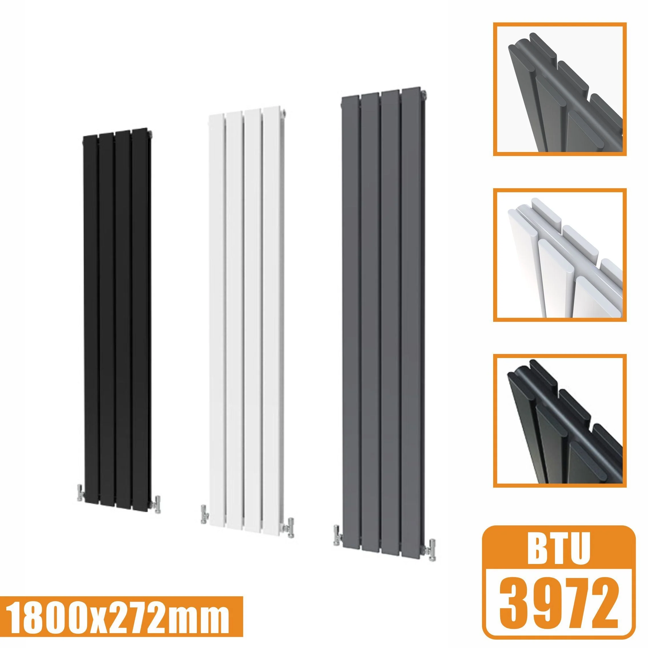 SKY Tall Vertical Flat Panel Black/Anthracite/White Central Heating Radiator - Image 17