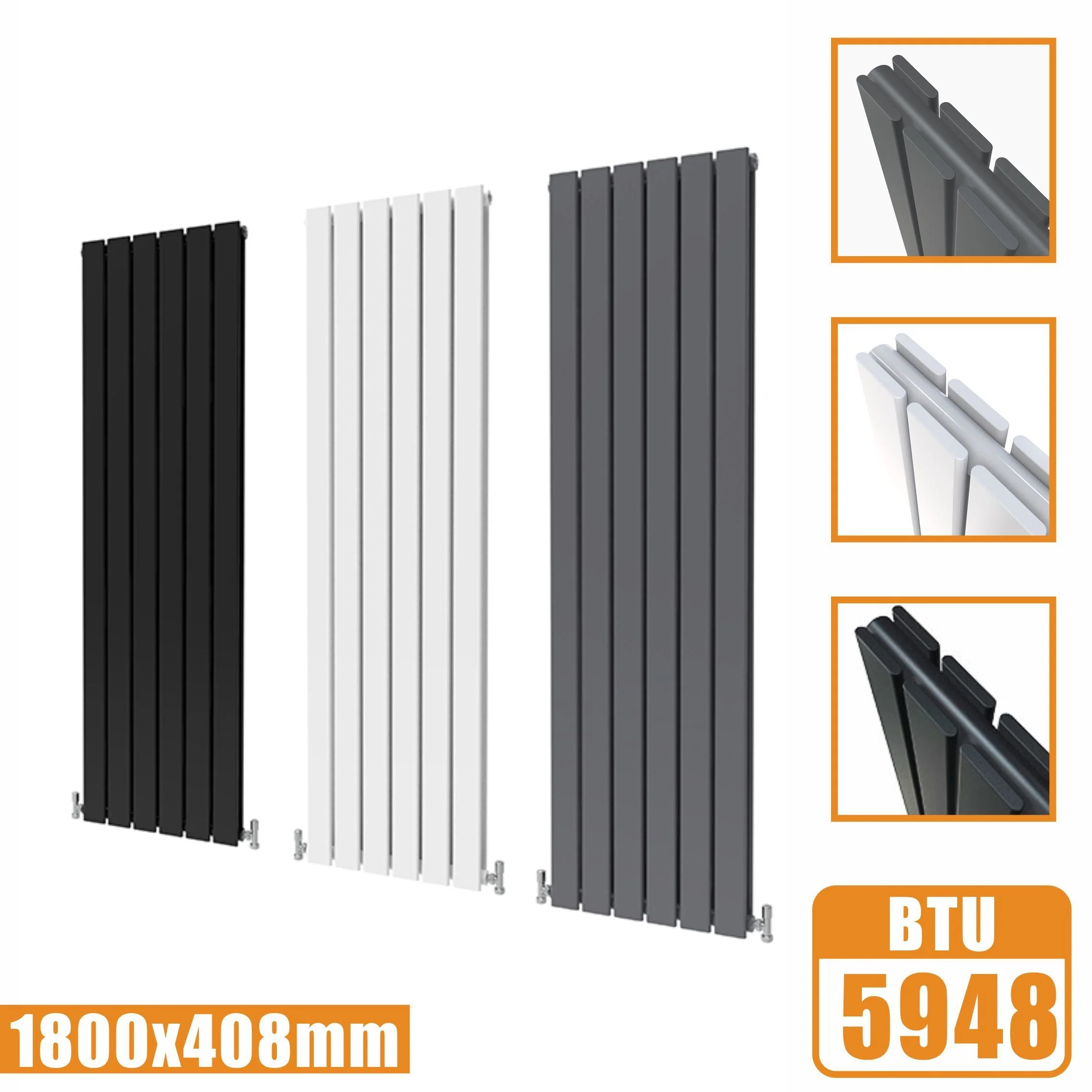 SKY Tall Vertical Flat Panel Black/Anthracite/White Central Heating Radiator - Image 19