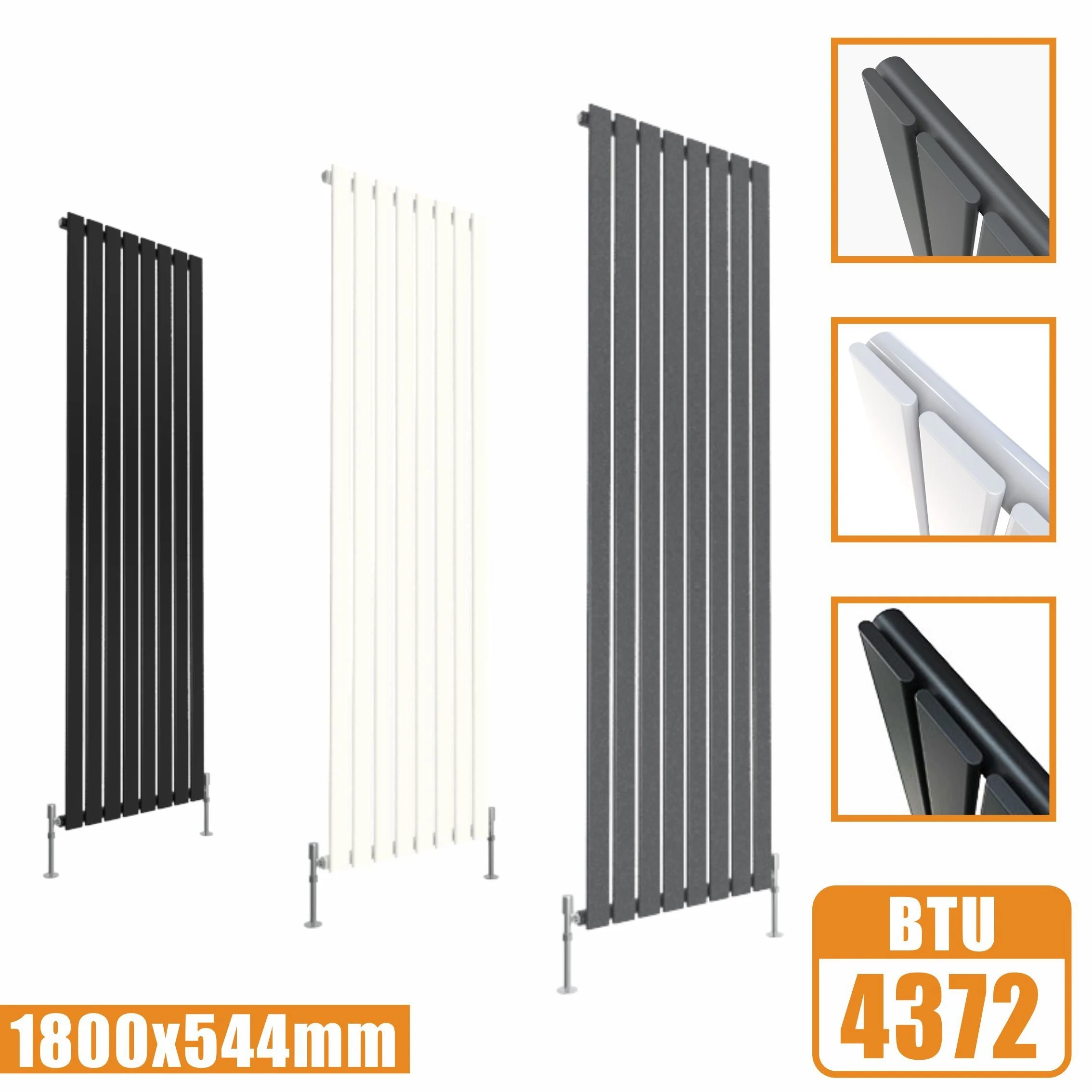 SKY Tall Vertical Flat Panel Black/Anthracite/White Central Heating Radiator - Image 22
