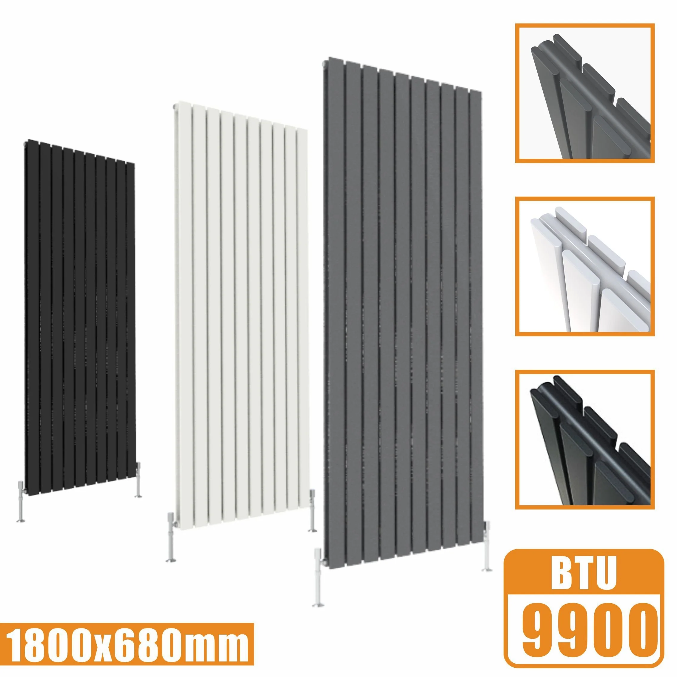 SKY Tall Vertical Flat Panel Black/Anthracite/White Central Heating Radiator - Image 24