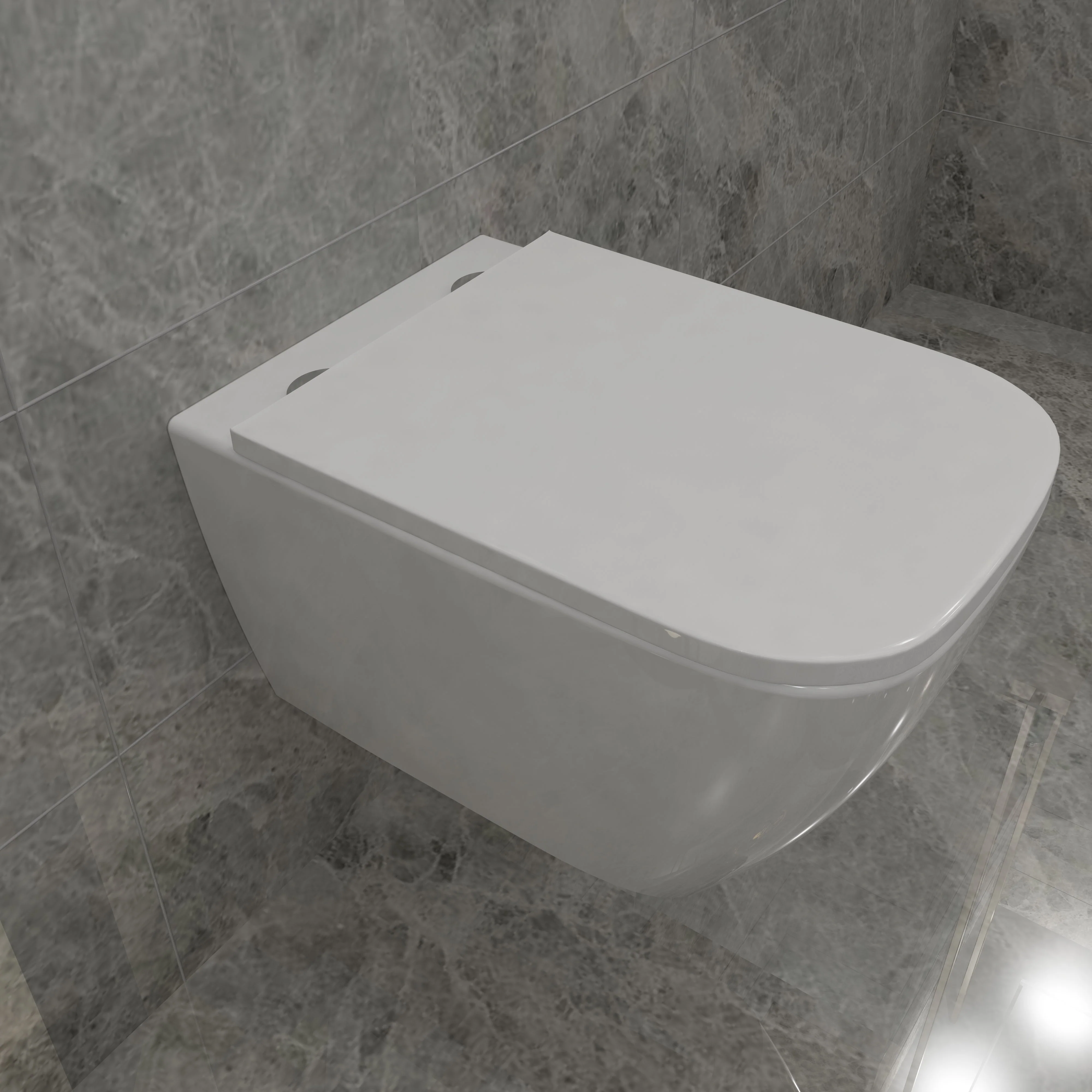 SKY Rimless Wall Hung Toilet UF Soft Close Seat Square WC Pan - Image 4