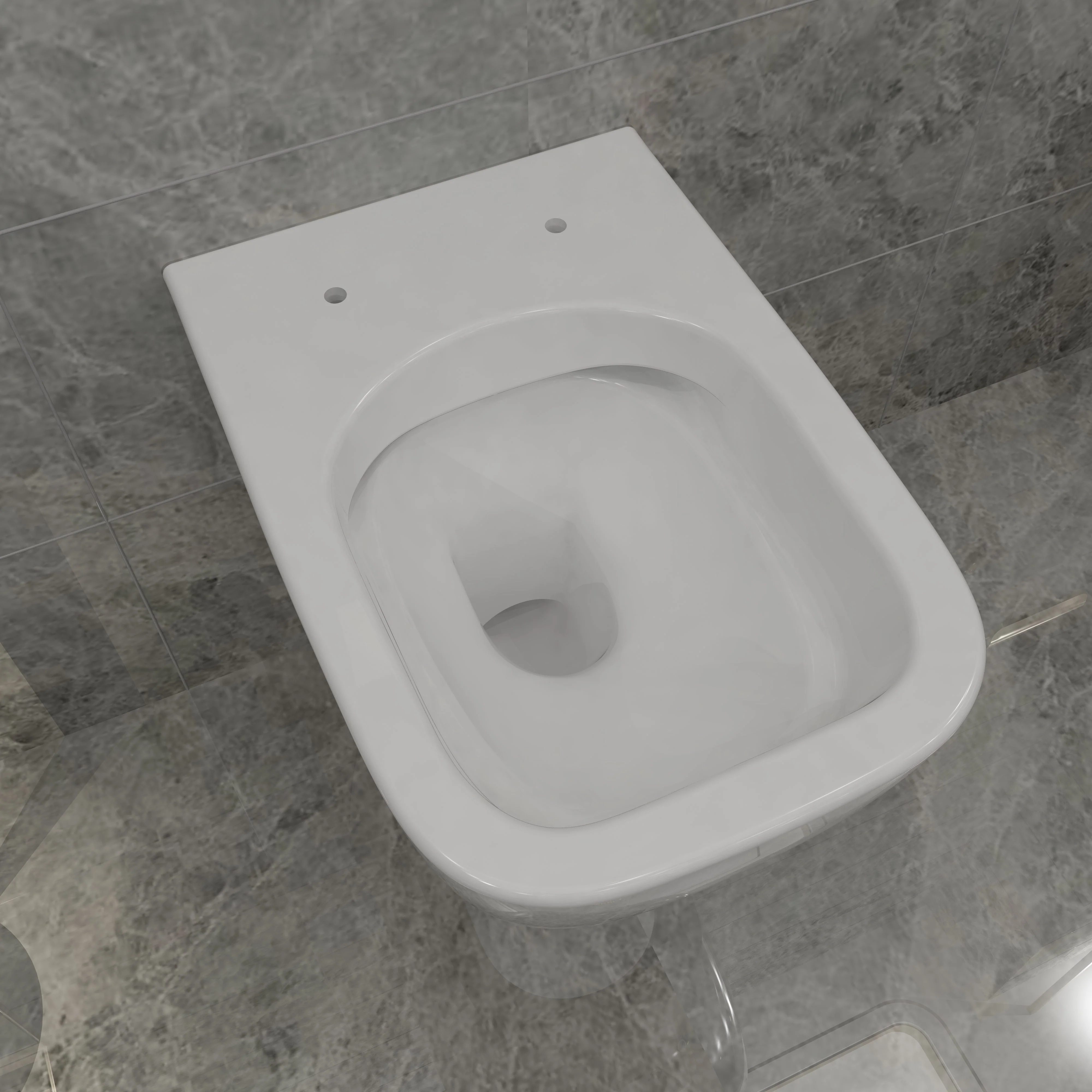 SKY Rimless Wall Hung Toilet UF Soft Close Seat Square WC Pan - Image 5