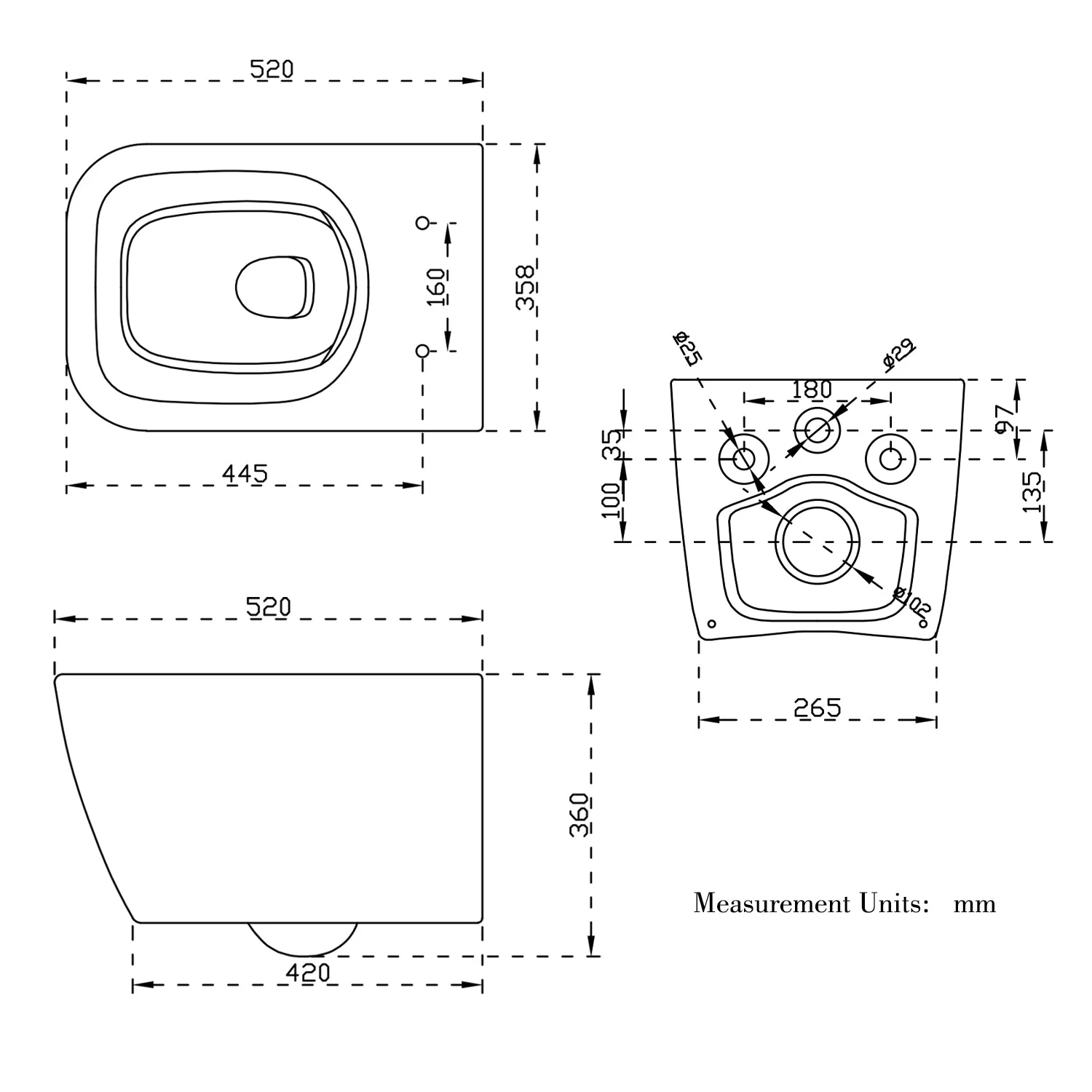SKY Rimless Wall Hung Toilet UF Soft Close Seat Square WC Pan - Image 6