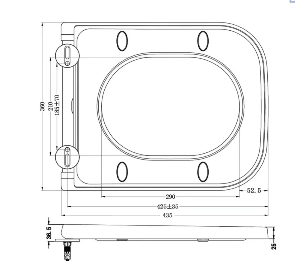 SKY Rimless Wall Hung Toilet UF Soft Close Seat Square WC Pan - Image 8
