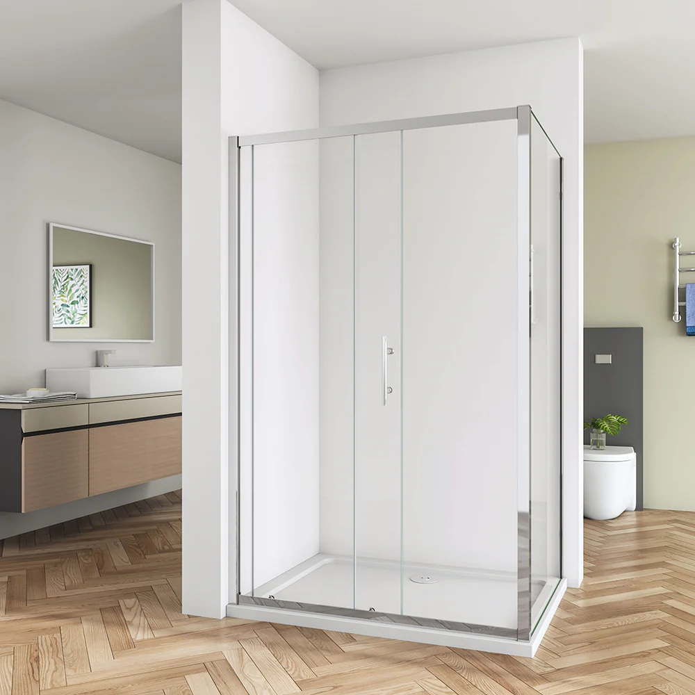 Sliding Shower Enclosure Cubicle Door + Side Panel + Tray - Image 3