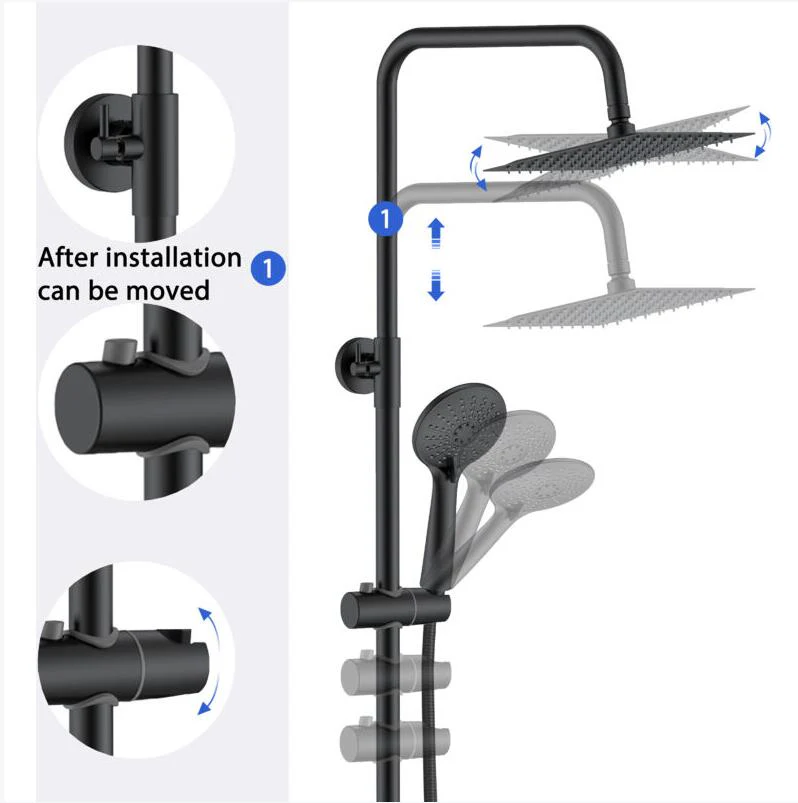 Thermostatic Bath Shower Mixer Chrome & Black Set - Image 8