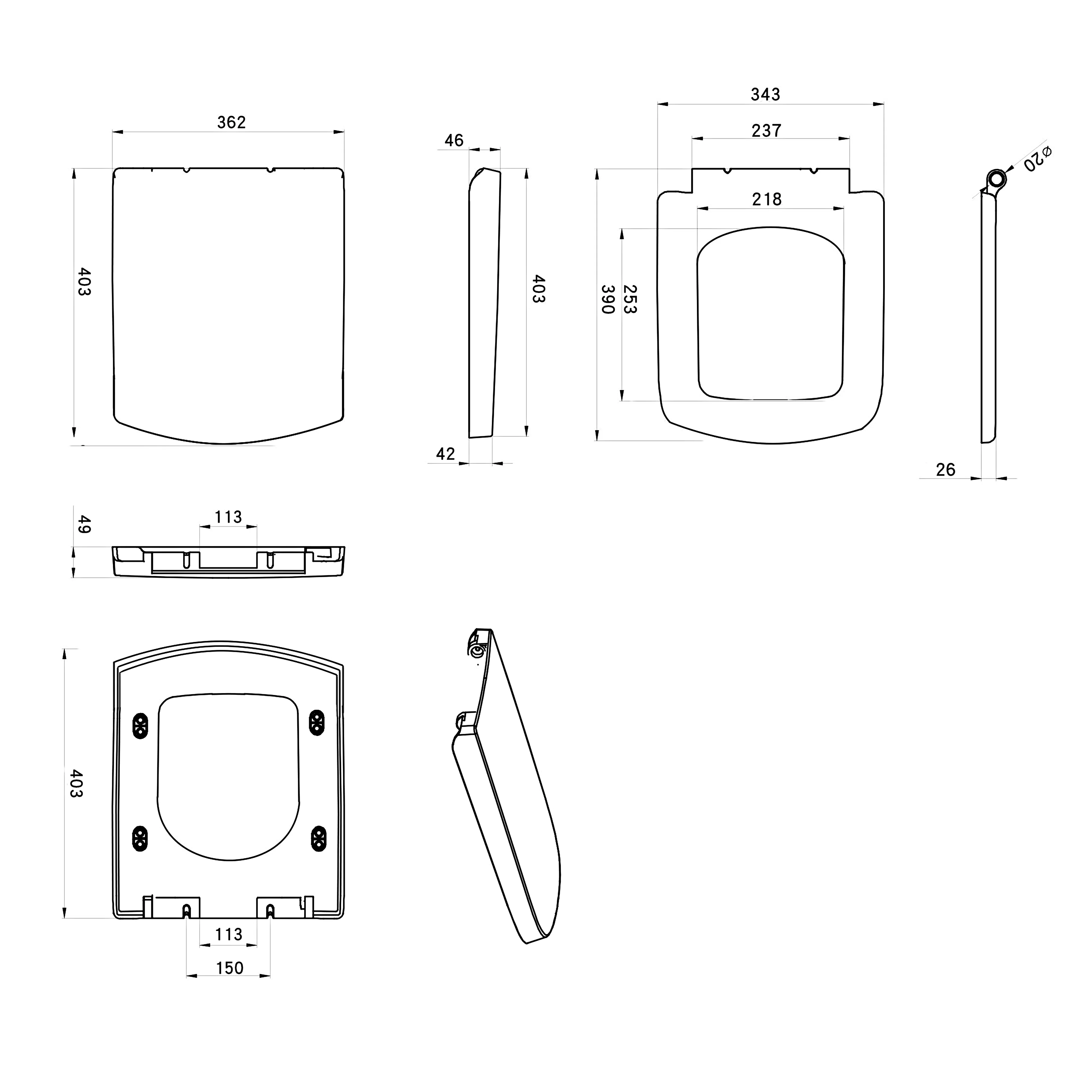 SKY  Modern Bathroom Back To Wall Ceramic Toilet White Soft Close BTW Square WC - Image 6
