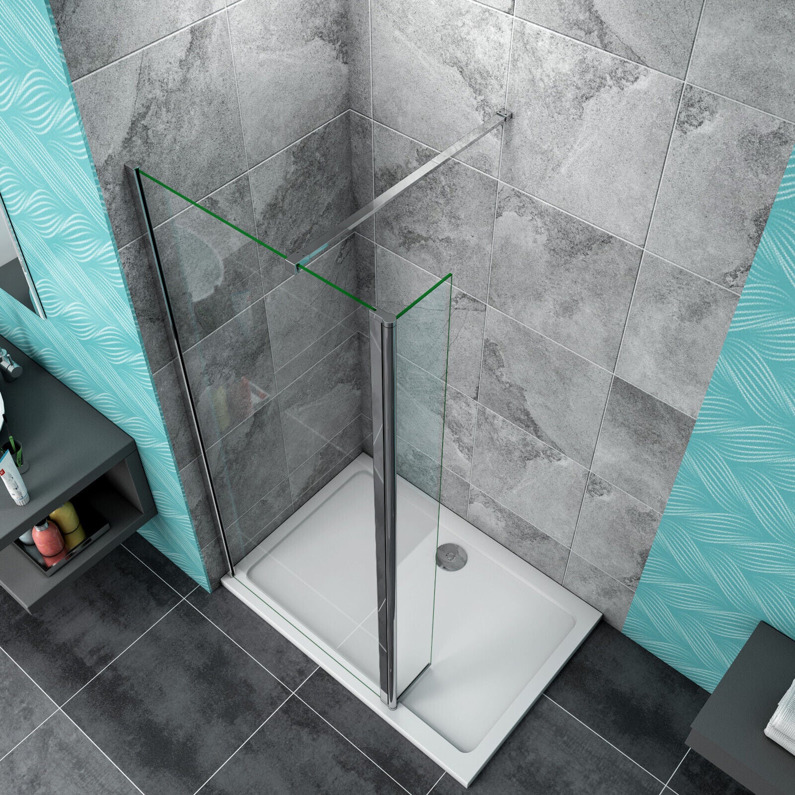 Walk In Wet Room Shower Screen Optional Flipper Enclosure NANO Easy Clean Glass - Image 10